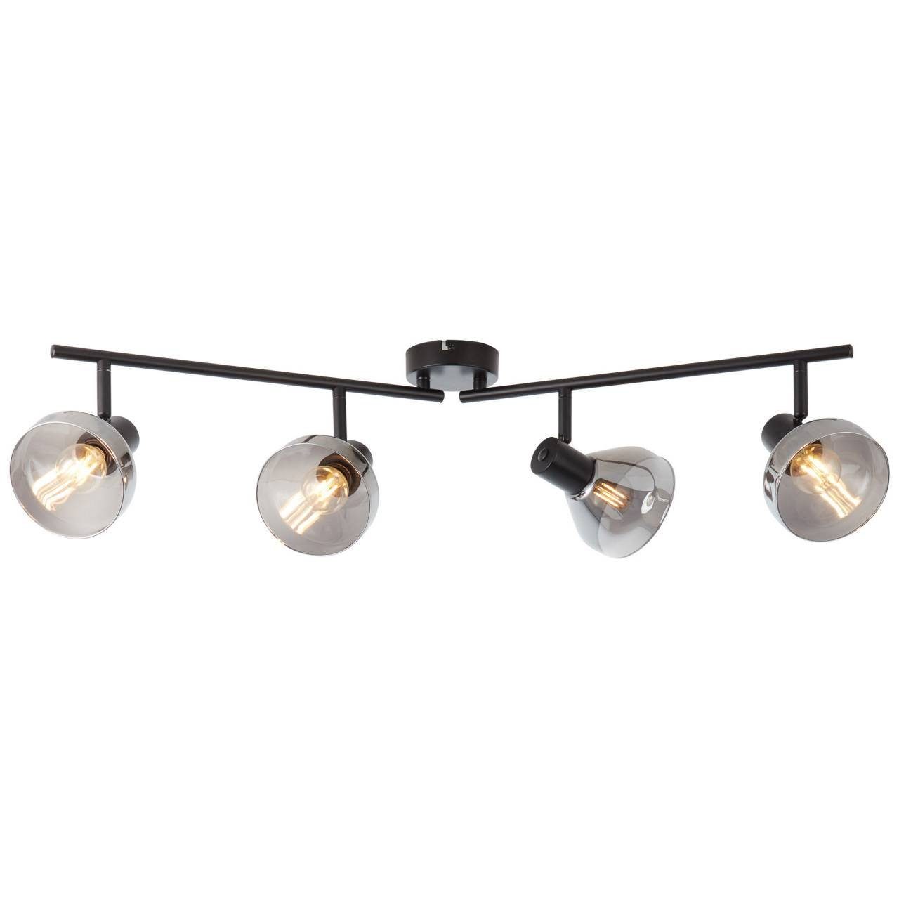Lampe Brilliant Spotrohr Reflekt, 18W D45, schwarzmatt/rauchglas Reflekt E14, Deckenleuchte 4x 4flg