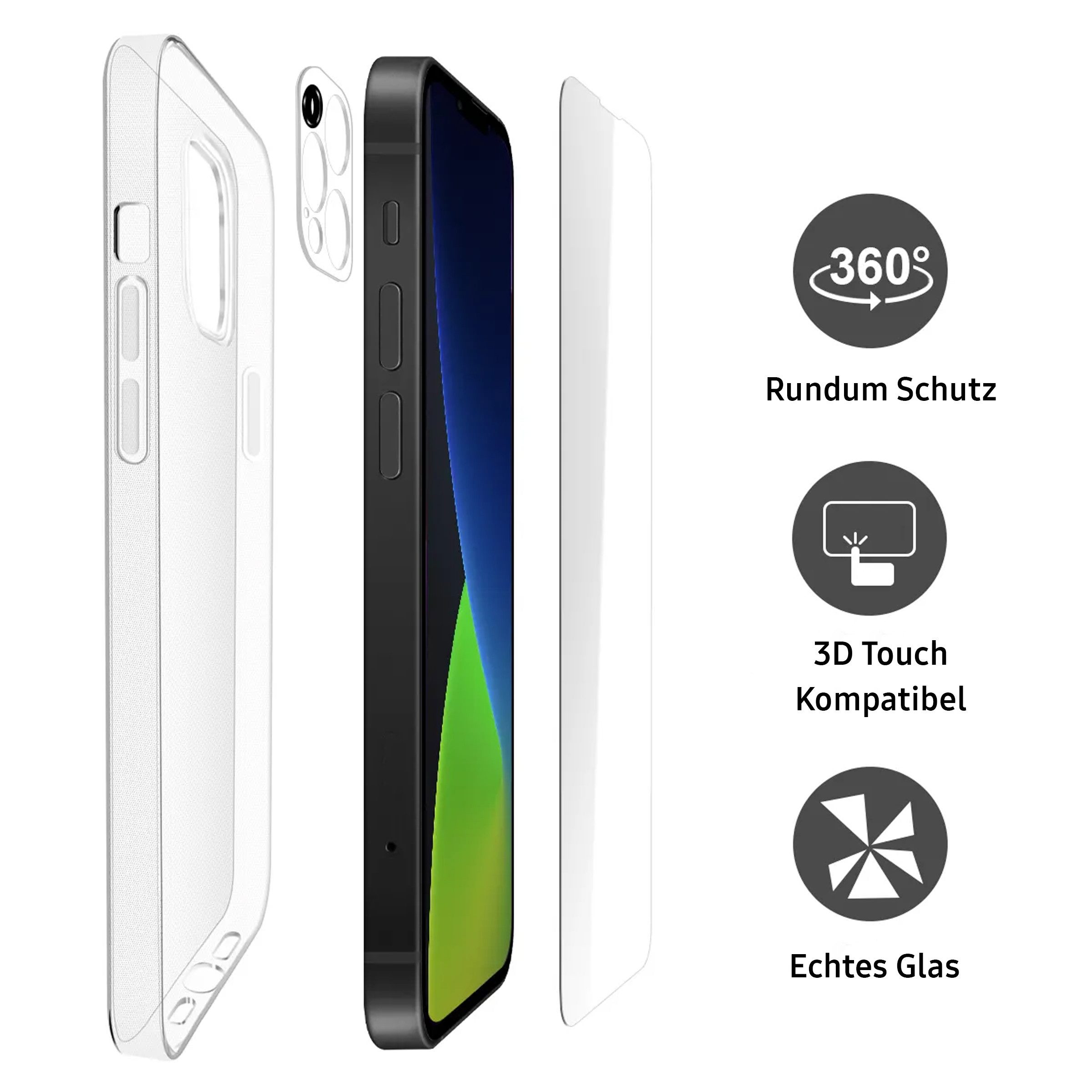 TK-Handel Displayschutzfolie Hülle Panzerglas Cover Silikon Case Kameraschutz Handyhülle Glas Folie für iPhone 16 Pro Max, Bumper, Kamera, full, screen, screen  – Bild 5 von 5