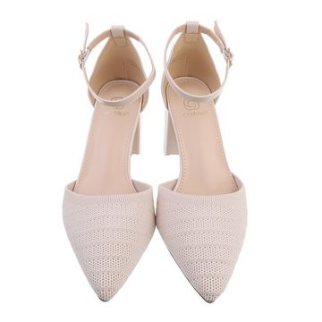 Ital-Design Damen Abendschuhe Elegant Schnürpumps (82291830) Blockabsatz High Heel Pumps in Beige