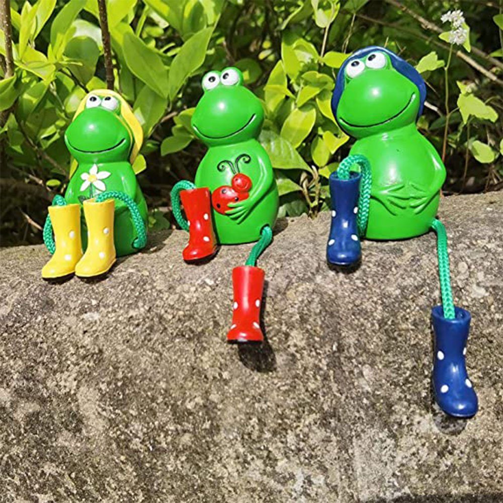 NUODWELL Gartenfigur 3 Stück Frosch Gartendeko, Tiere Frosch Ornament Gartenfigur Für Außen