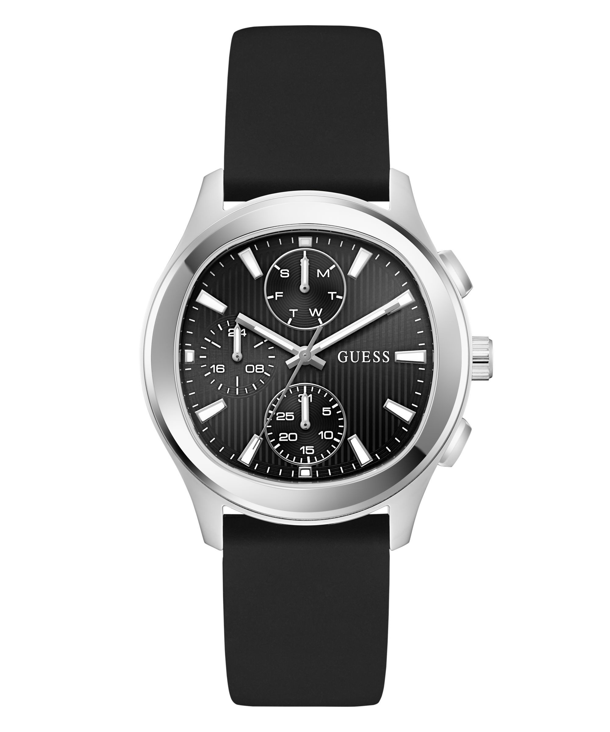 Guess Multifunktionsuhr PALMER GW1077G1, Quarzuhr, Armbanduhr, Herrenuhr, Silikonarmband, analog, Wochentag