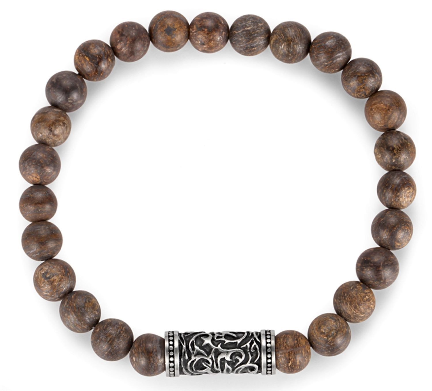 Kingka Armband Herren Armband mit echten Bronzit Steinkugeln und Edelstahlelement, zu Shirt, Hoodie, Jeans, Sneaker! Büro, Urlaub, Party, Geschenkidee