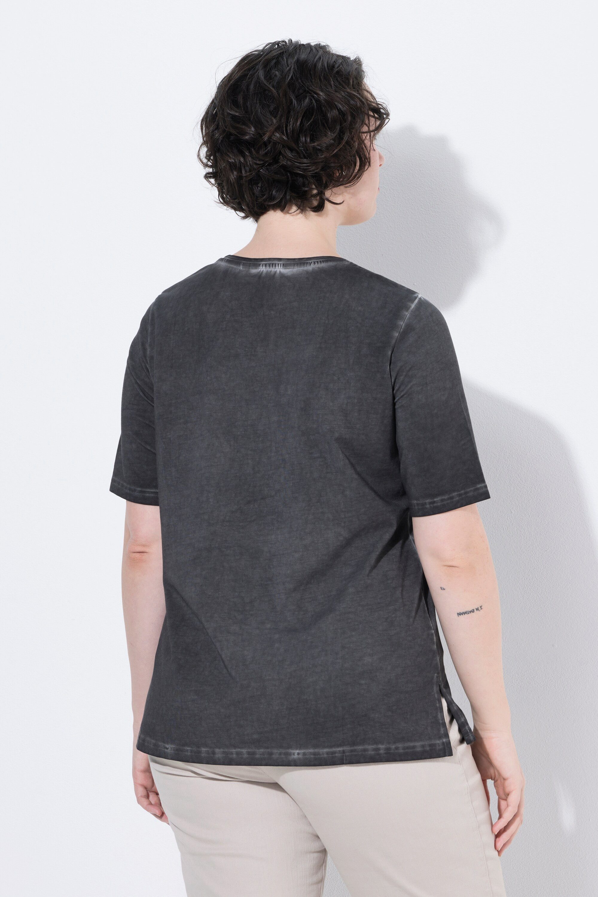 Ulla Popken T-Shirt T-Shirt Ananas Classic Rundhals Halbarm