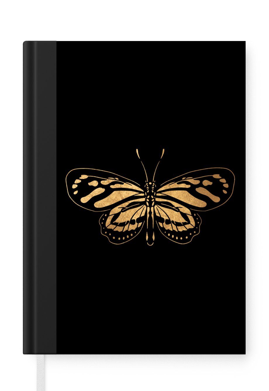 MuchoWow Notizbuch Gold - Schmetterling - Tier - Design, Journal, Merkzettel, Tagebuch, Notizheft, A5, 98 Seiten, Haushaltsbuch