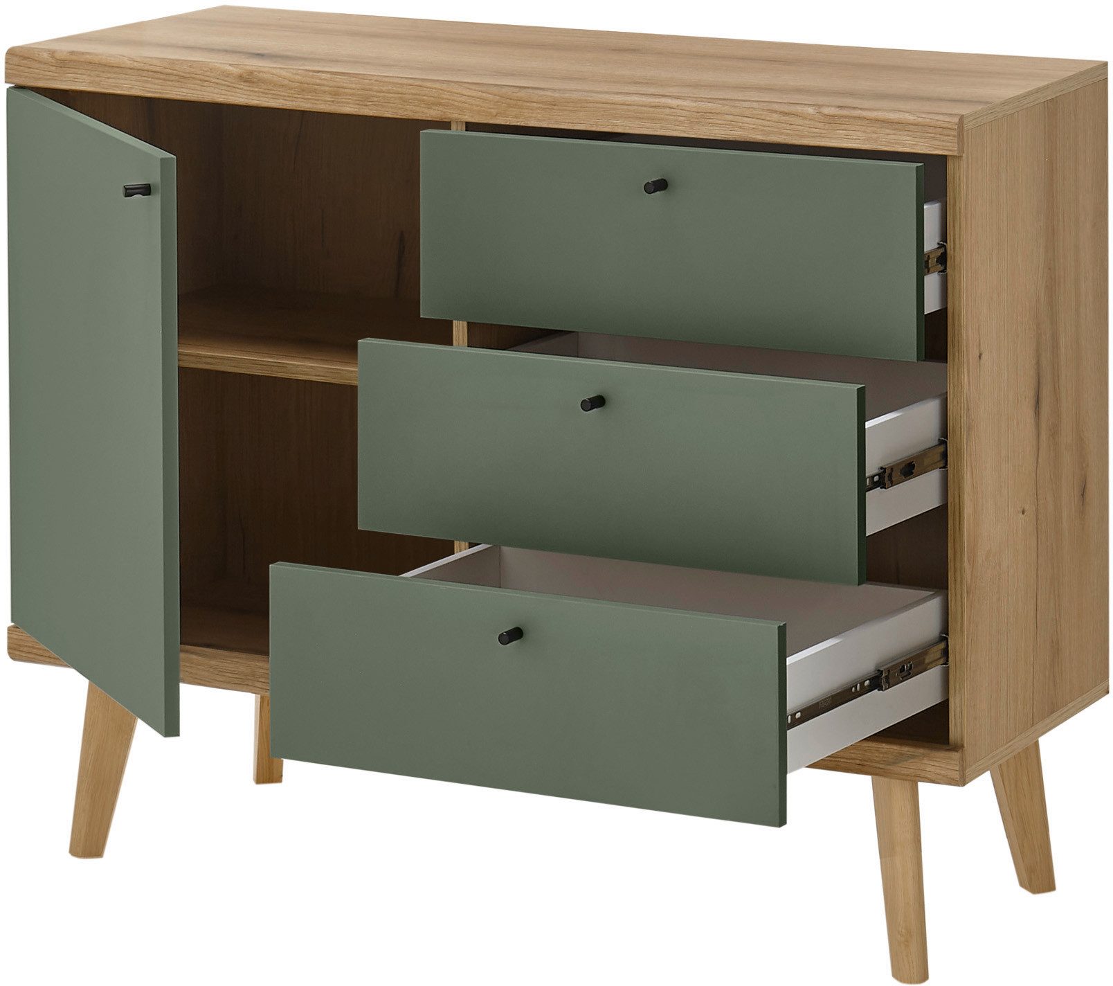 Home affaire Sideboard MAVAS, in moderner Trendfarbe, Griffe aus Metall (Schwarz), Breite 107 cm