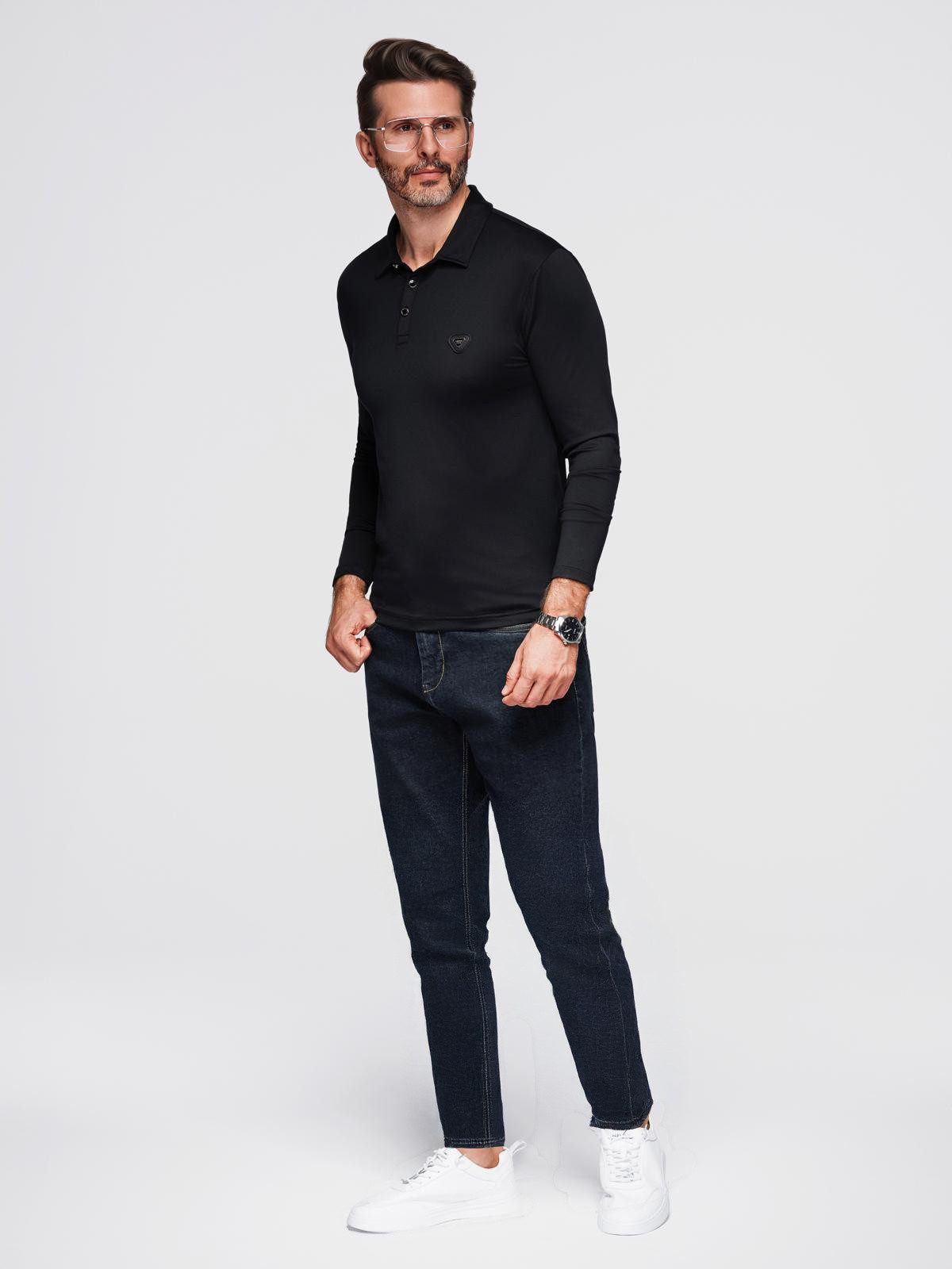 OMBRE Langarm-Poloshirt Polo-Shirt mit langen Ärmeln und eleganten Markenknöpfen