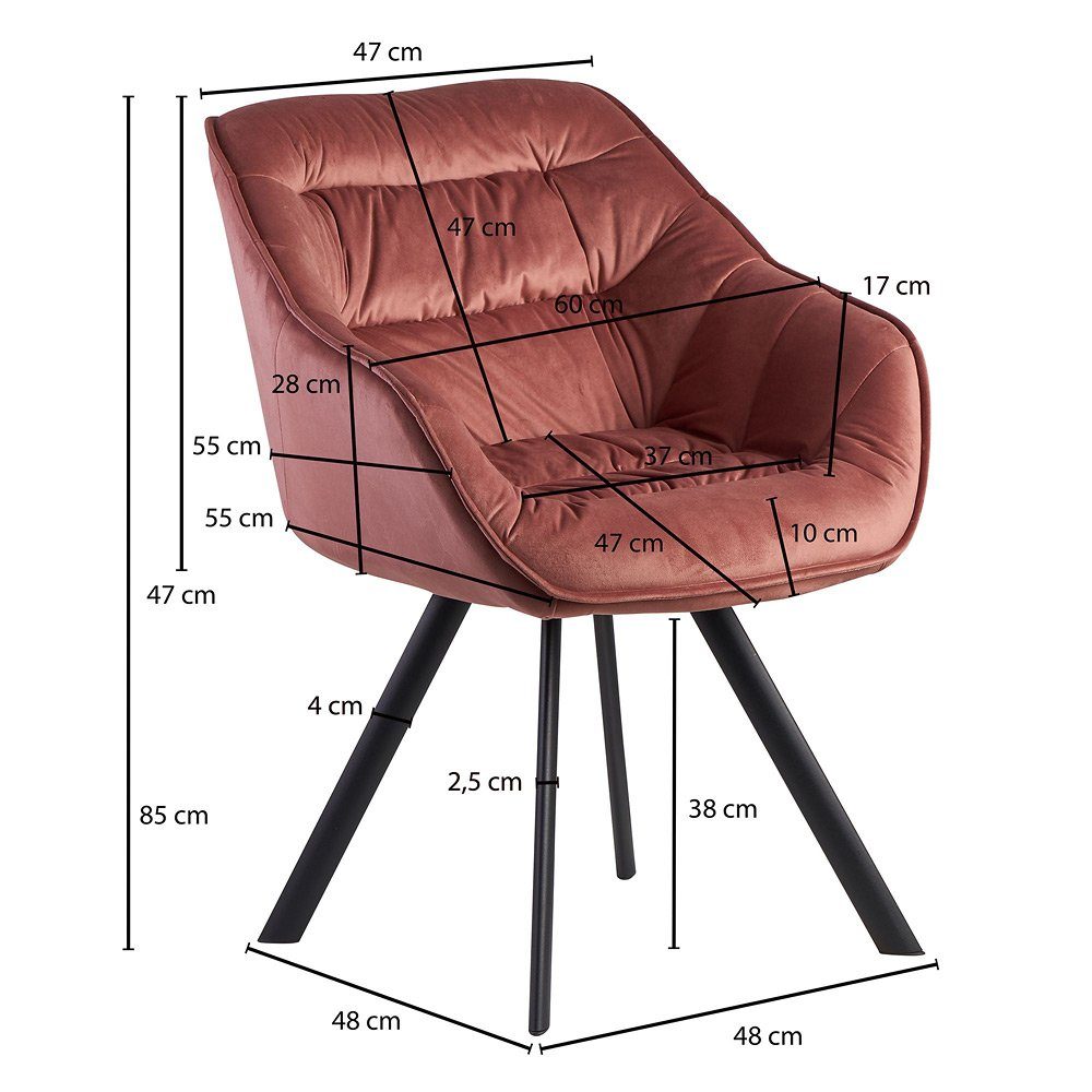 Design Loungesessel, schwarzen 60/85/64cm Beinen Stoffbezug Stuhl Küchenstuhl Lomadox