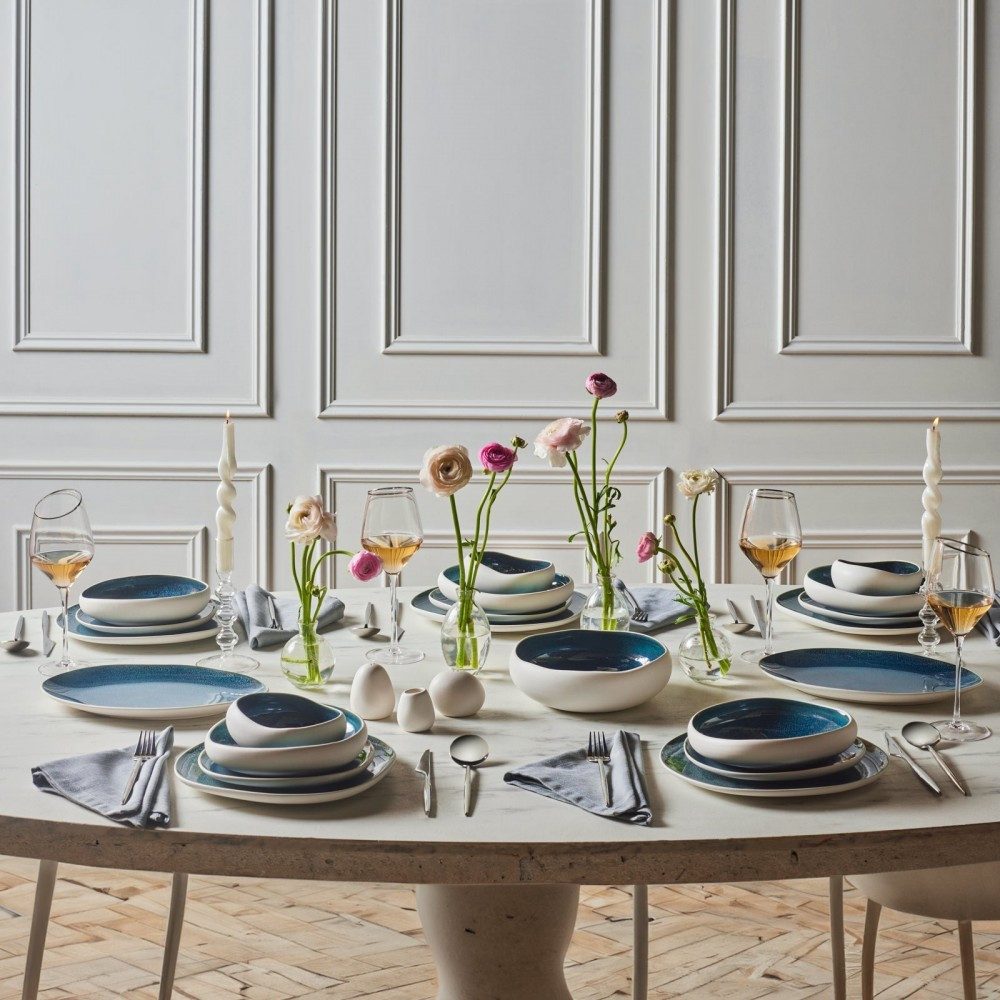 Karaca Geschirr-Set Karaca Earth Collection Galactic Oscar 55 Teilig Geschirrset 12 Person, 12 Personen, Reaktiv Steingut