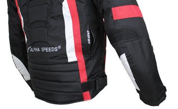 Alpha Speeds Motorradjacke Herren Motorrad Biker Textil Jacke Wasserdicht Jacke mit Protektoren Belüftungssysteme, Innenjacke ist trennbar: All Season, SLIM Rot