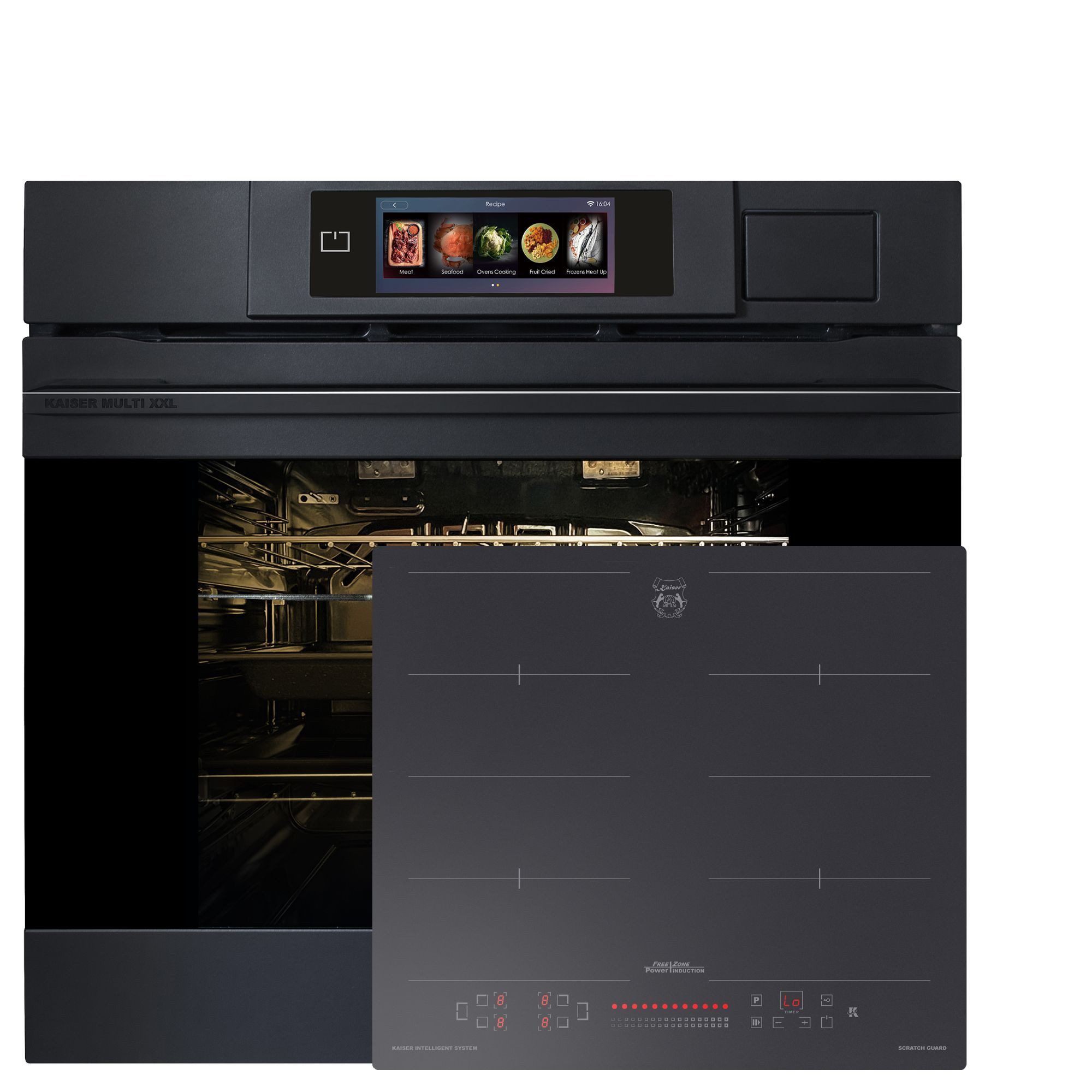 Kaiser Küchengeräte Backofen-Set Herd Set Autark XXL Multi 37,Multifunktions-Elektro-Dampfbackofen mit Dampfreinigung, 60 cm+Induktions Kochfeld Autark Herd Power Booster 60 cm Anti Scratch/ matt EH 6341+KCT 6110 FI., mit 1-fach-Teleskopauszug