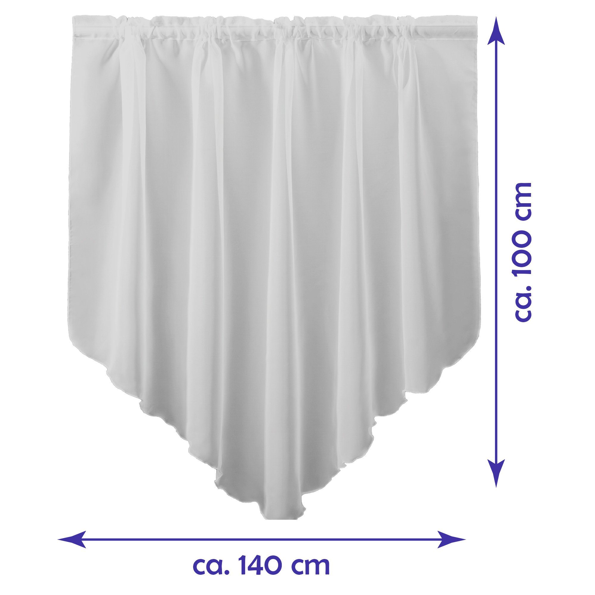 Arsvita Scheibengardine Zipfelgardine mit Tunnelzug, Stangendurchzug, transparent, Kurzgardine 140x100 cm - Bistrogardine, Panneaux Voile, Kurzstore