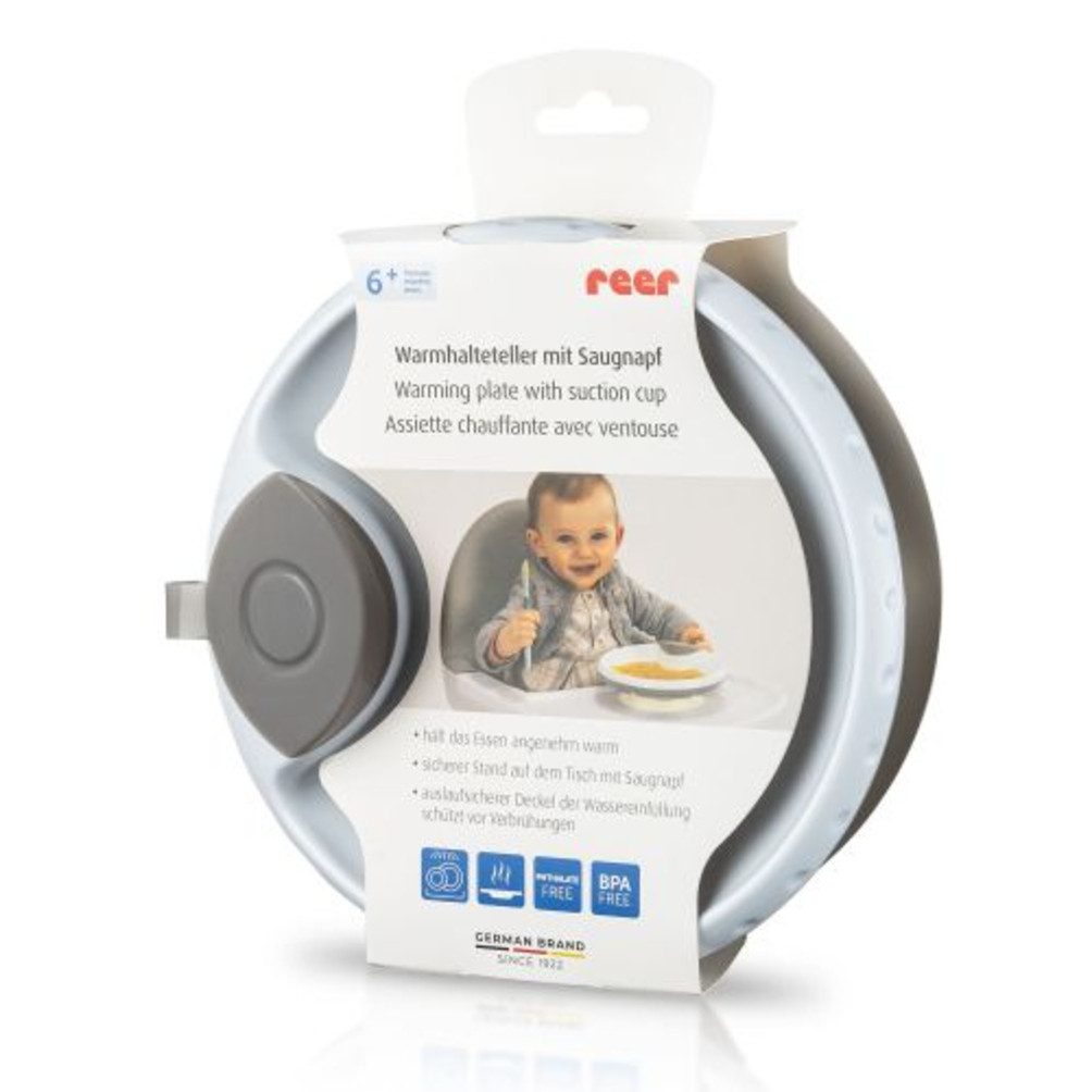 Reer Plastikteller Kinder Warmhalteteller mit Saugfuß, 6m+, geeignet für die Spülmaschine
