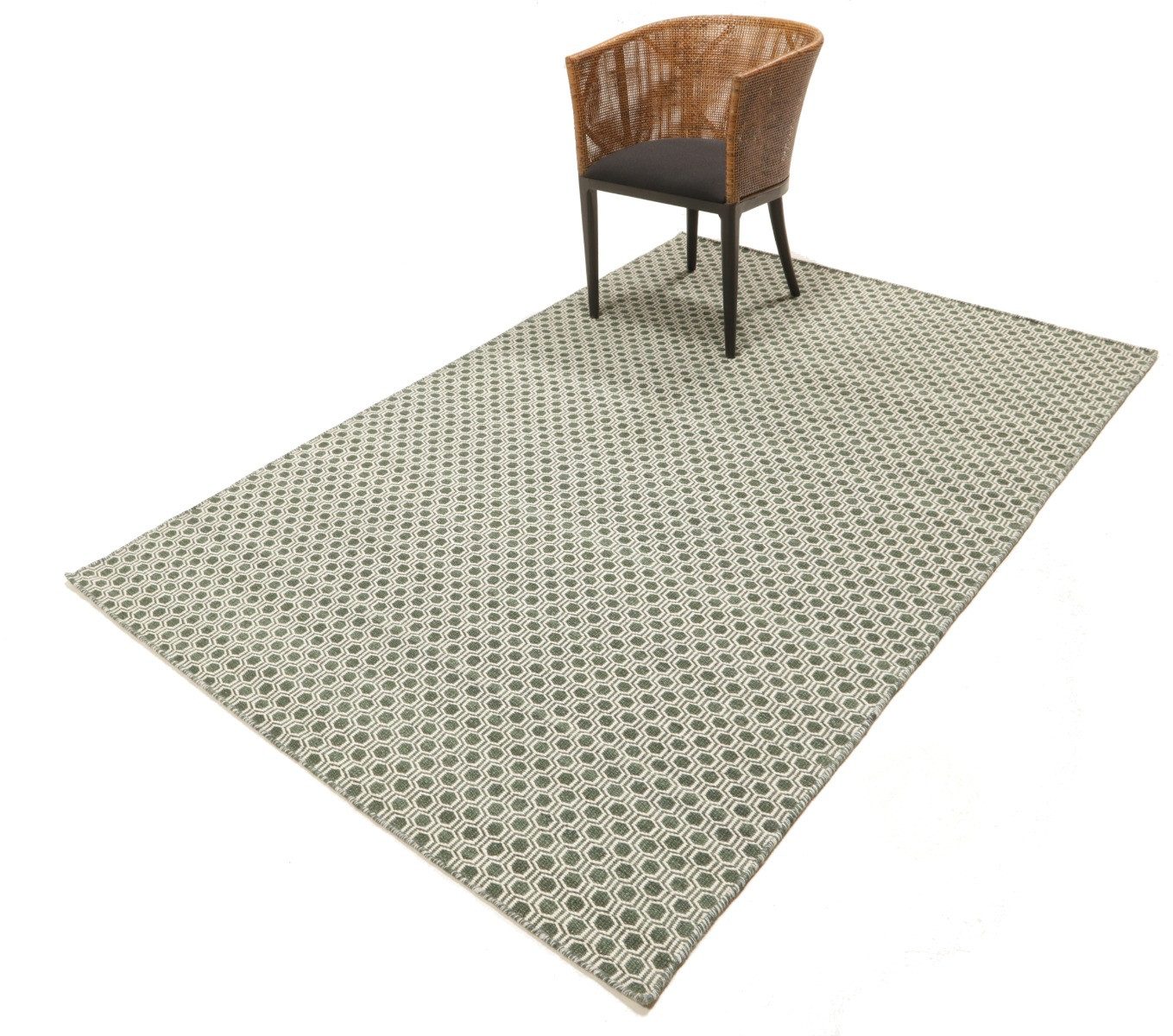 Carpet Avenue Teppich Kelim Dhorri Diamond - Grün 230x160, Rechteck, Höhe: 4 mm