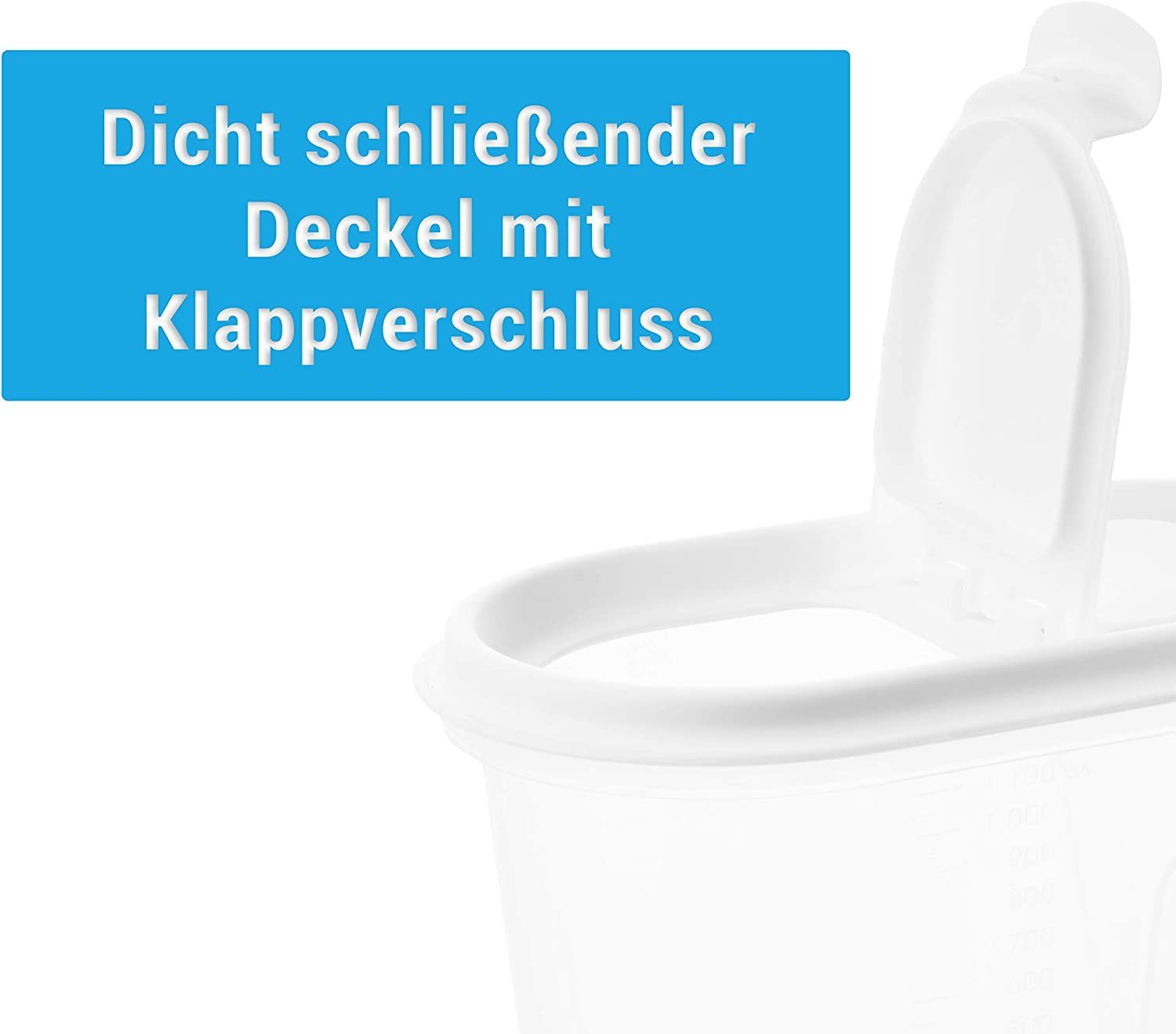 2friends Vorratsbehälter Set – 3-teilig, Je 2 Liter, Mit Klappdeckel, Weiß, Spülmaschinengeeignet