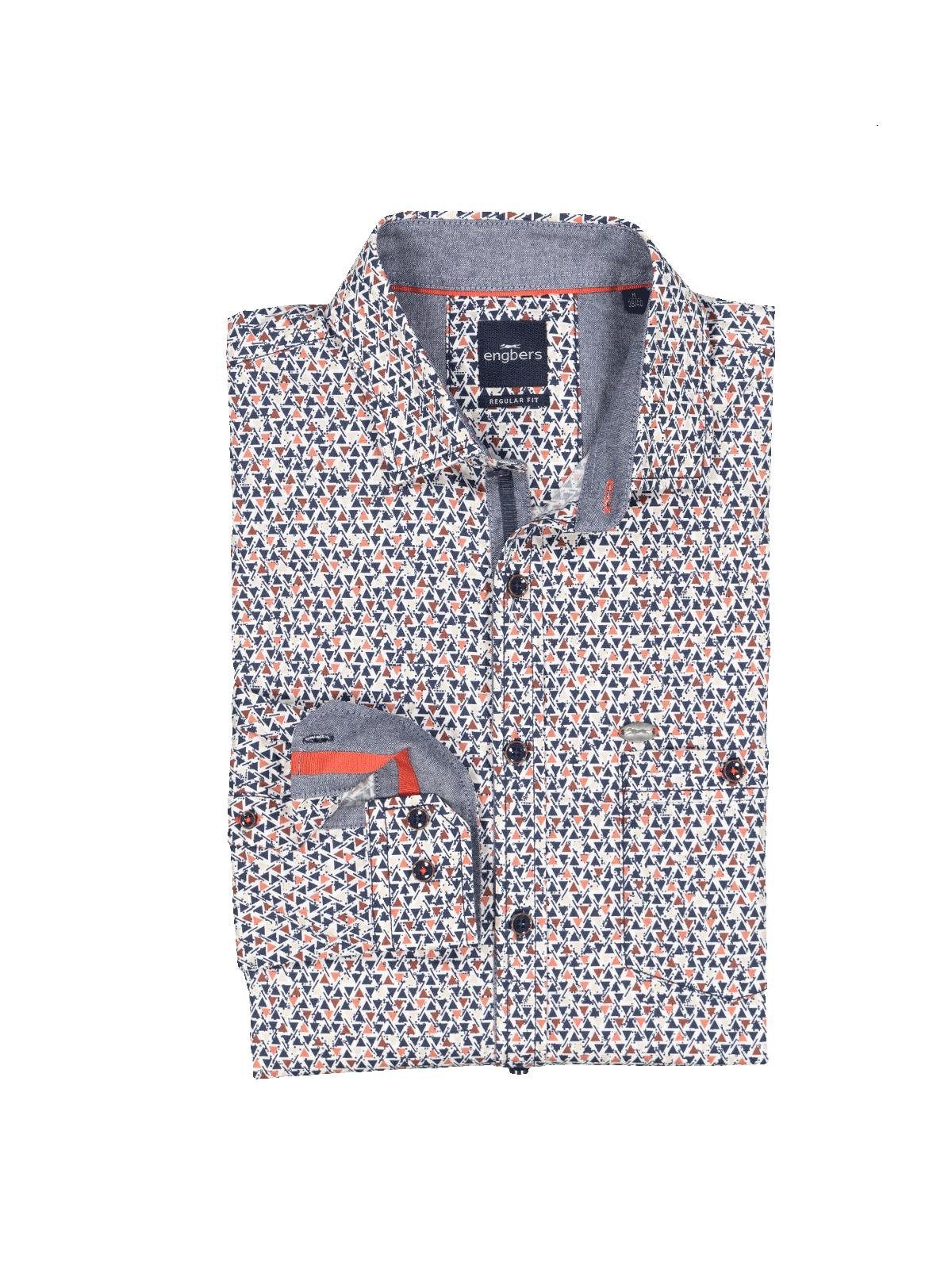 Engbers Langarmhemd Herren Langarm-Hemd gemustert, Rot