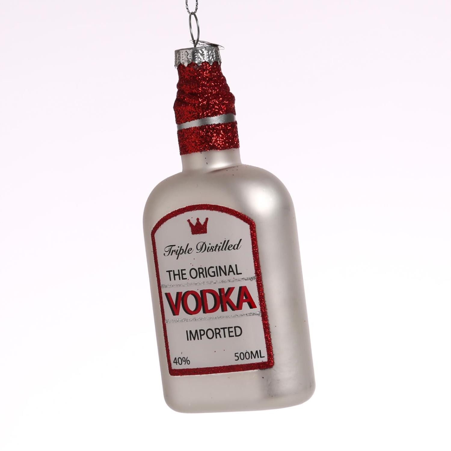 Christbaumschmuck Weihnachtsbaumschmuck VODKA Flasche Glas mundgeblasen H: 13,3cm
