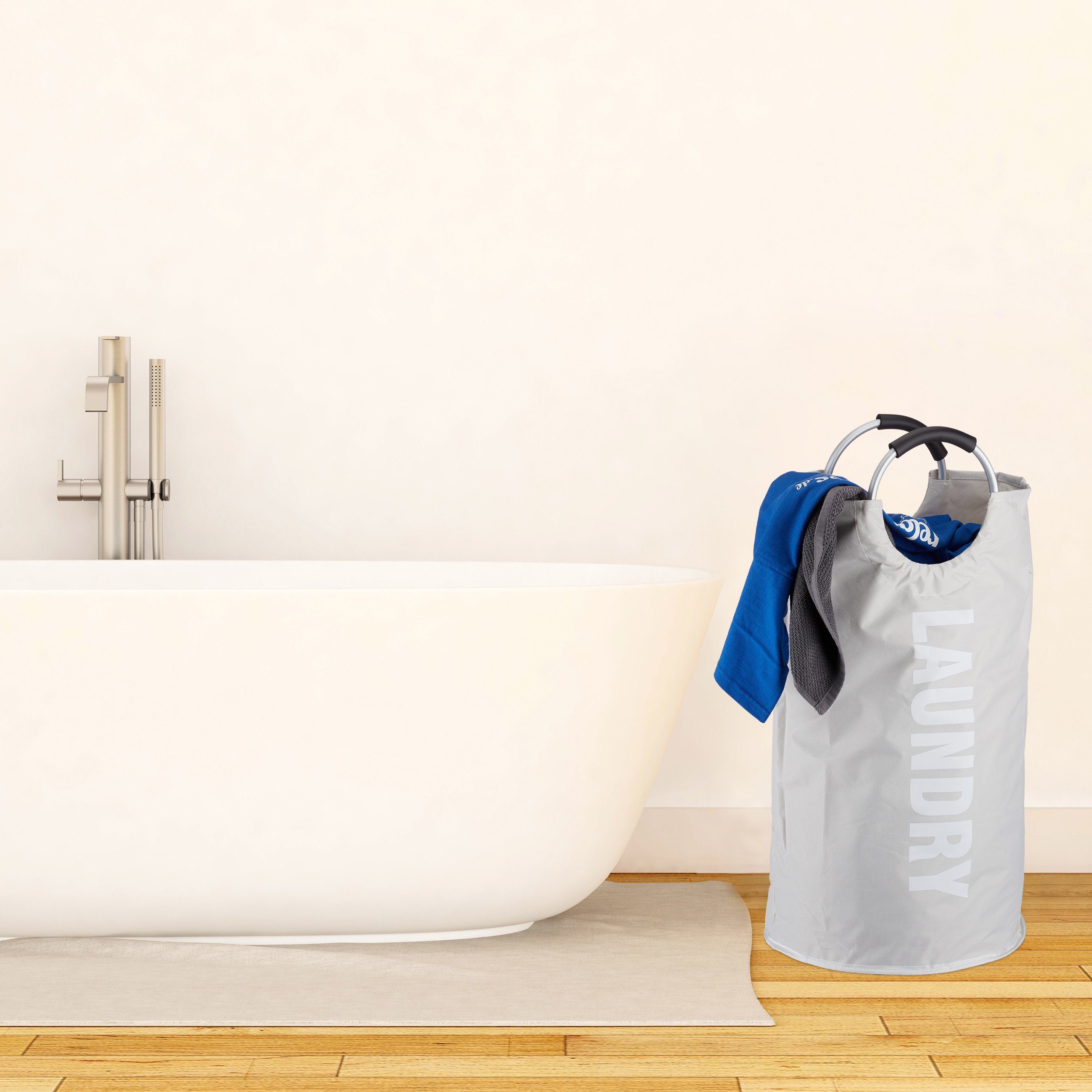 relaxdays Wäschekorb Faltbarer Wäschekorb mit Henkel, weiß günstig online kaufen