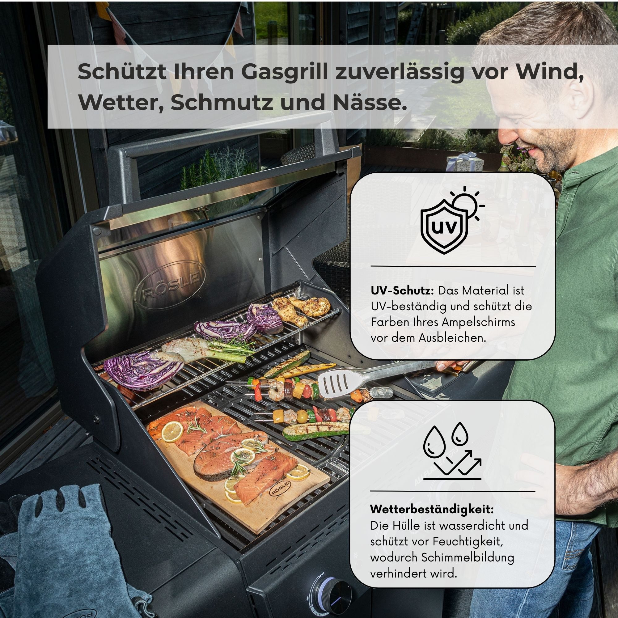 osoltus Gartenmöbel-Schutzhülle osoltus BBQ Abdeckhaube Premium Schutzhaube Gasgrill Schwarz L 105 x – Bild 5 von 5