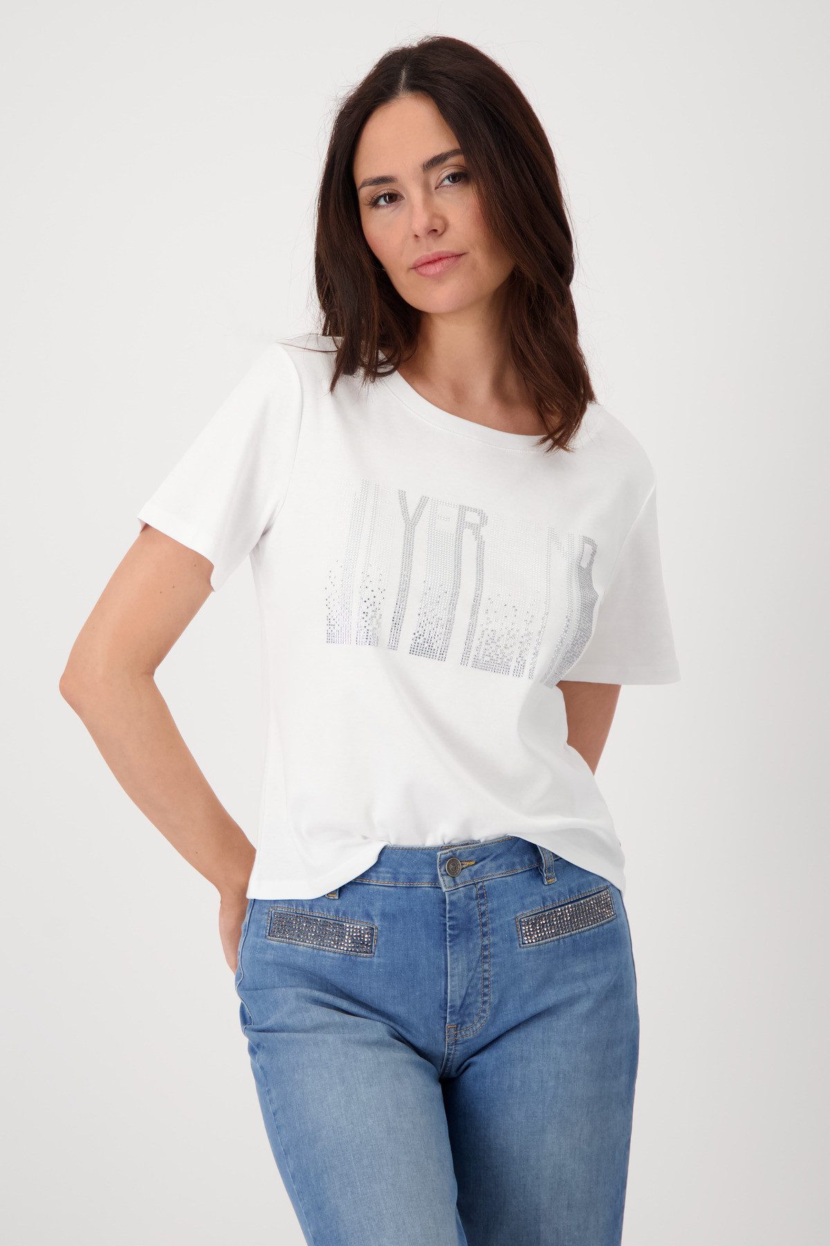 Monari Rundhalsshirt mit Glitzersteinchen günstig online kaufen