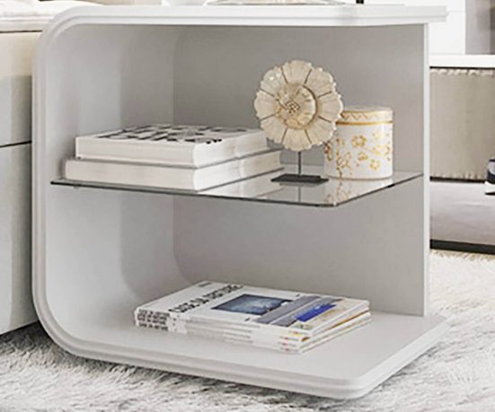 DELIFE Nachtkommode »Oscar«, Big Weiss 50cm hoch mit LED Beleuchtung