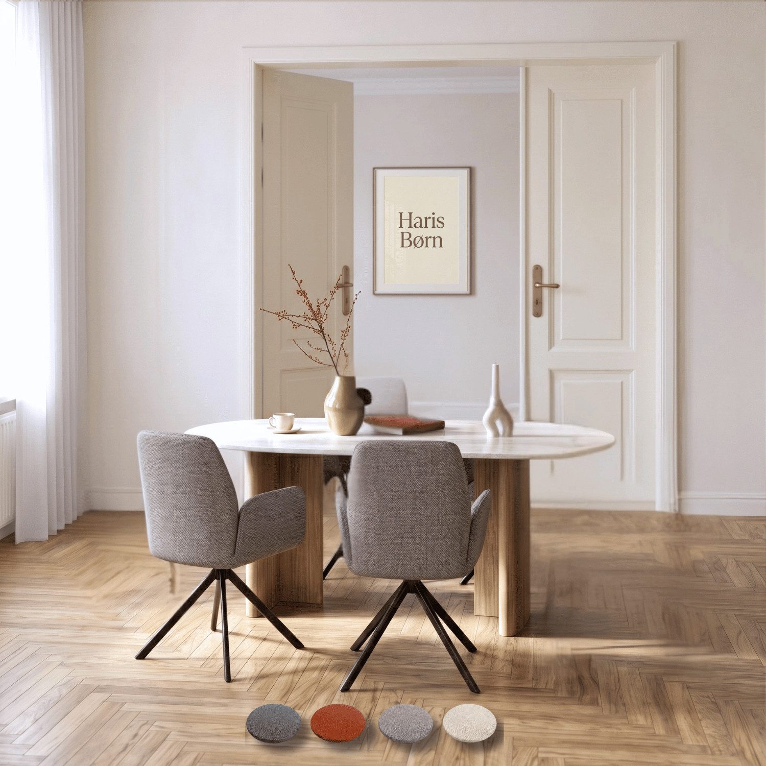 Haris Børn Esszimmerstuhl Armlehnstuhl drehbar - Polsterstühle für Esszimmer (Set, 2 St), Premium Esszimmerstühle drehbar & Esstisch Stühle - Drehstuhl