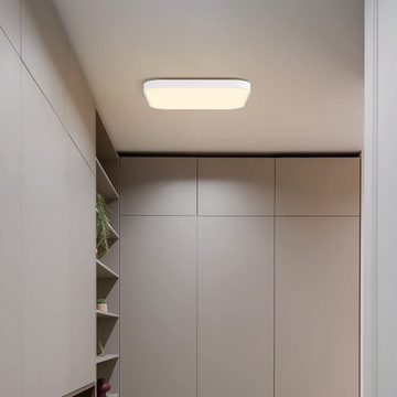 ZMH LED Deckenleuchte 27cm Quadratisch Flach IP44 19W Wohnzimmer Schlafzimmer, LED fest integriert, 3000k, Wasserdicht Schlafzimmerlampe Quadratisch Küchenlampe