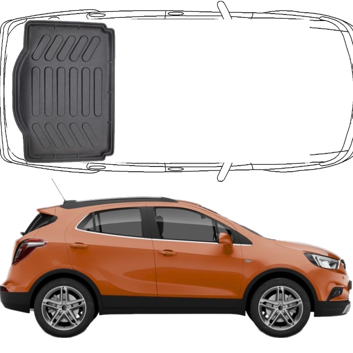 Trimak Passform-Fußmatten Oder Kofferraumwanne Oder Set für Opel Mokka, Opel Mokka A 2012-2019 Kofferraummatte TPE Antirutschmatte Schutzmatte