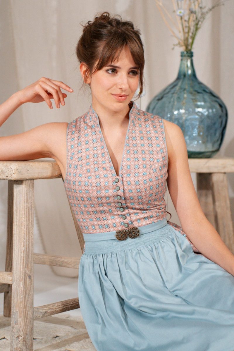 Alpenwahnsinn Dirndl Retro Dirndl 2tlg. - GINETTA - altrosa/helltürkis günstig online kaufen