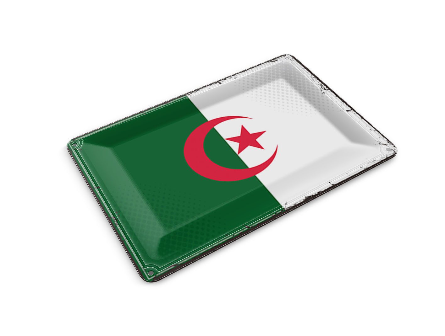 Femer GmbH Postkarte Flagge Algeriens 14x10 cm Retro Flag Algeria, unfrankiert
