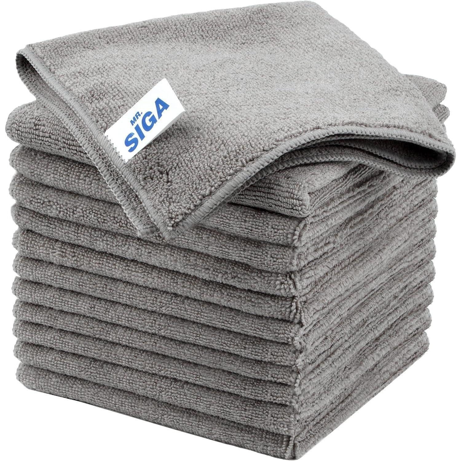 Mikrofaser Reinigungstücher Allzweck Putzlappen 12er Set Grau 32x32cm Mikrofasertuch