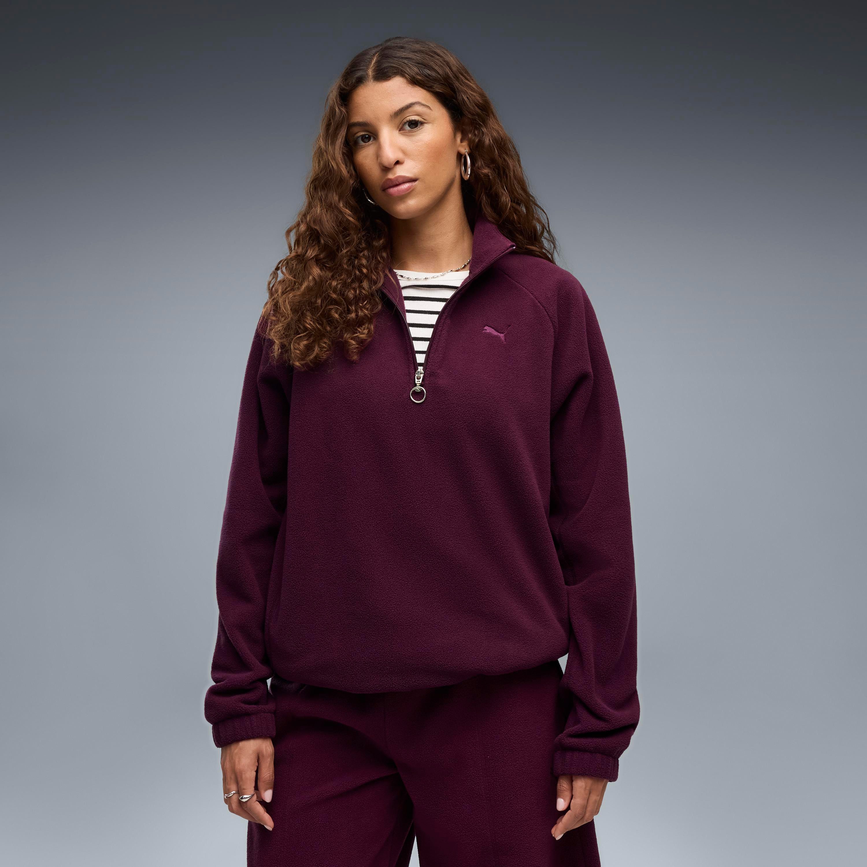 PUMA Langarmshirt HER STANDARD WINTERIZED HALF-ZIP mit Reißverschluss, unifarbene Optik, ohne Kapuze, aus Polyester