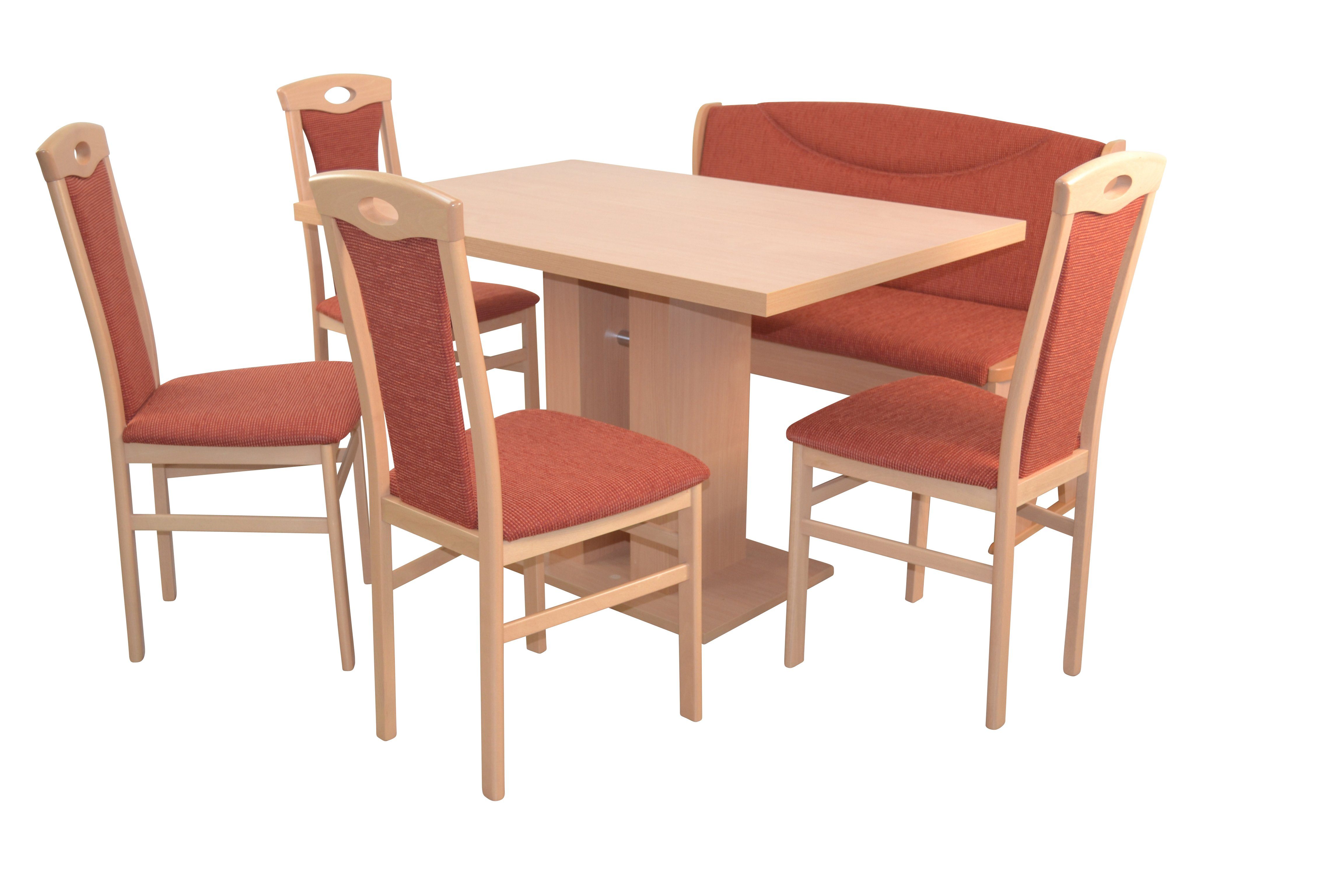 moebel-direkt-online Essgruppe 6teilige Sitzgruppe, bestehend aus Esstisch, Sitzbank und 4 Stühlen, (Spar-Set, 6teiliges Set), Sitzbank mit Stauraum unter der Sitzfläche terra | Essgruppen