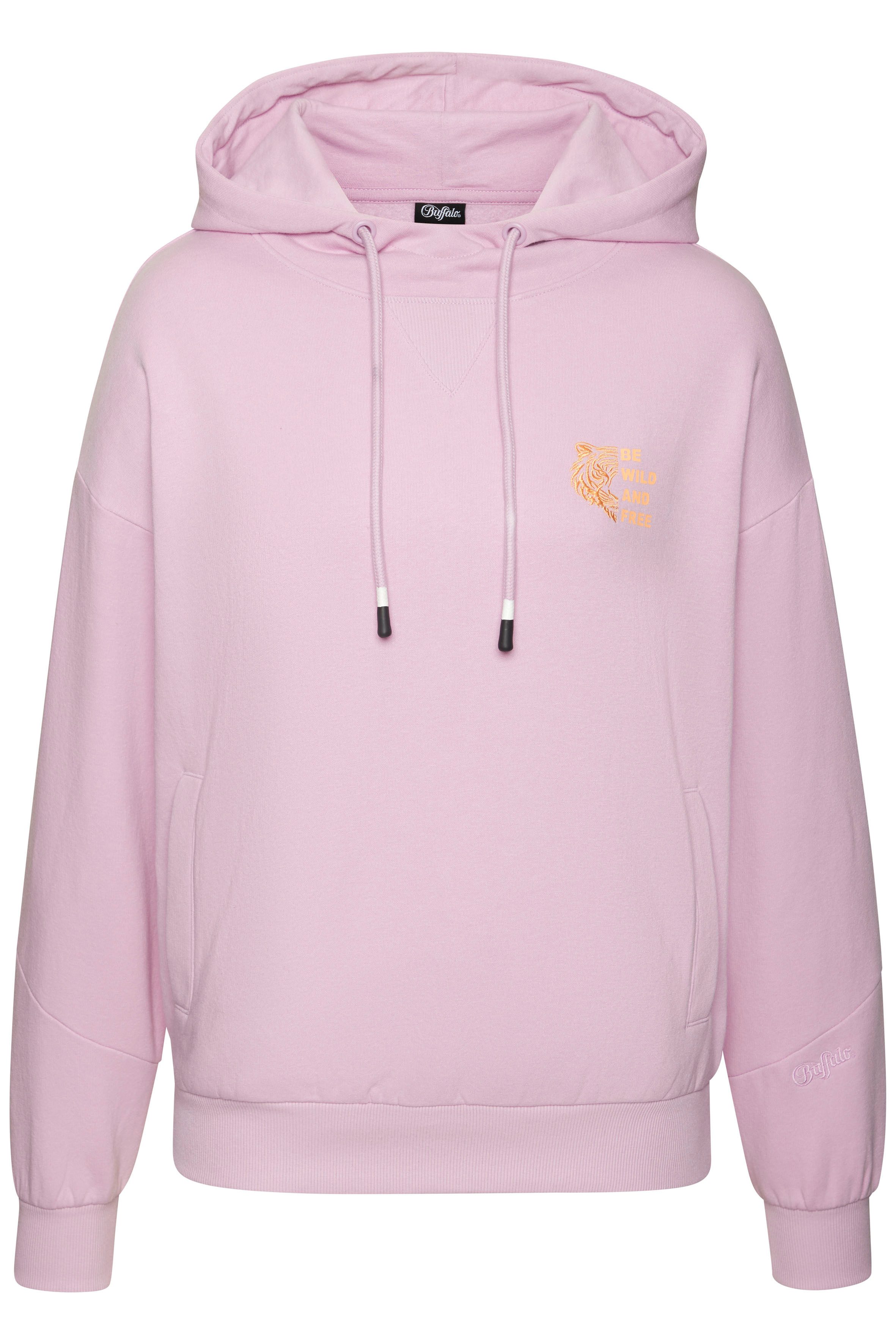 Buffalo Kapuzenpullover, mit Kontraststickerei und seitliche Taschen günstig online kaufen