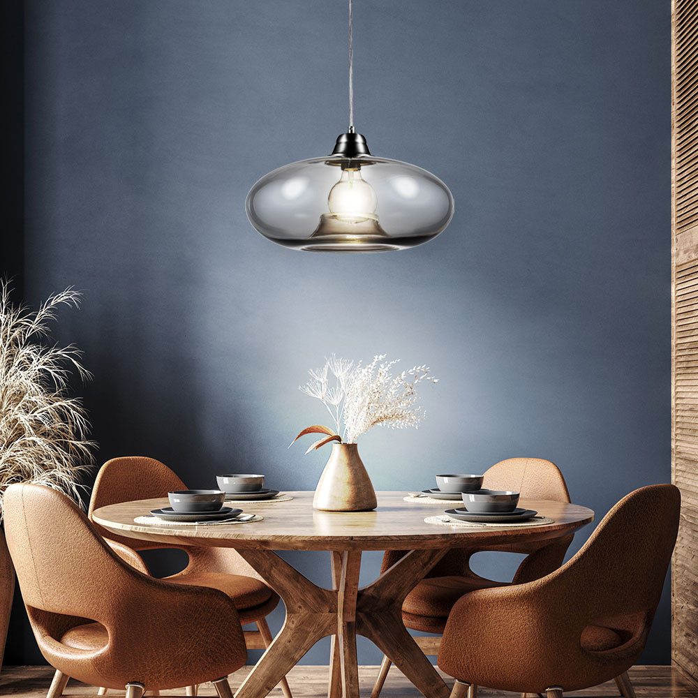 NOWA LED-Hängeleuchte, Leuchtmittel inklusive, Warmweiß, Pendellampe Hängelampe Esstischlampe Rauchglas Wohnzimmerlampe LED