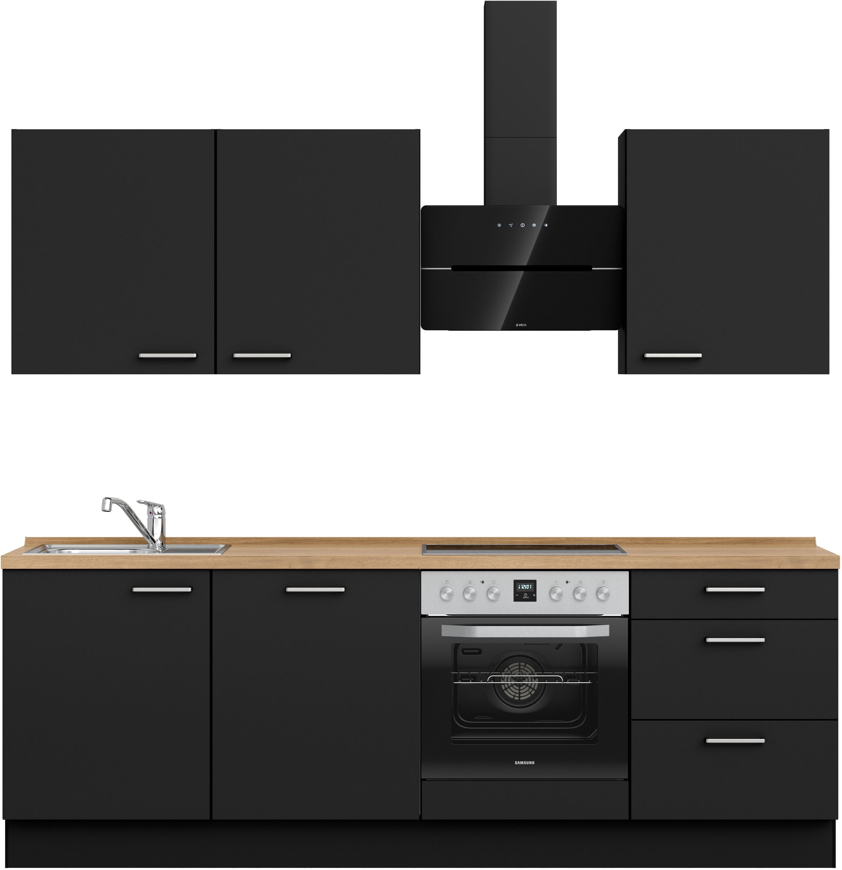 nobilia® Küchenzeile "Touch II", NEU: individuell anpassbar mit gratis Profi-Beratung, vormontiert, Breite 240 cm, Ausrichtung wählbar, wahlw. mit E-Geräten