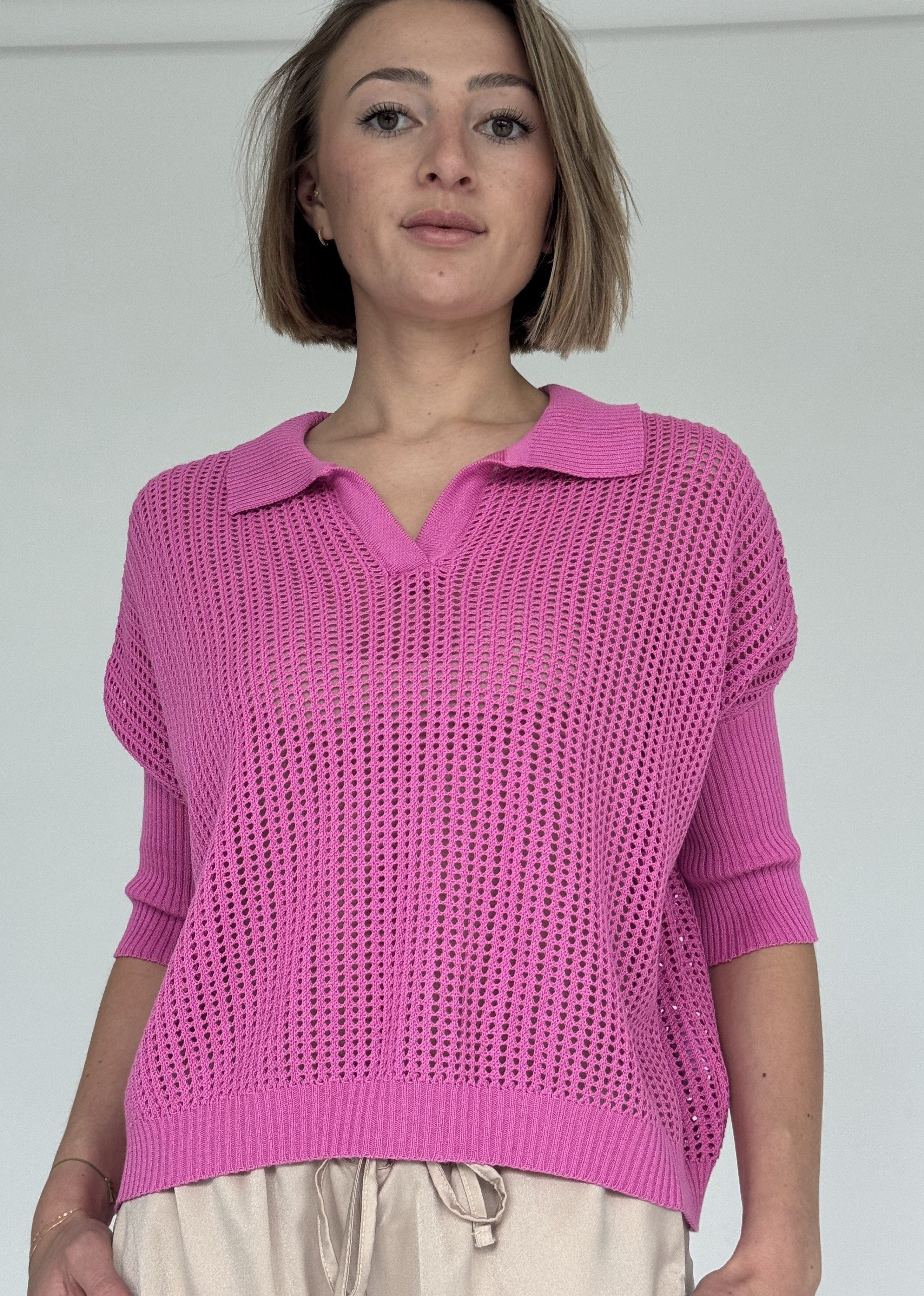 Zuckerwatte Ajourpullover modisch kurze Form aus günstig online kaufen