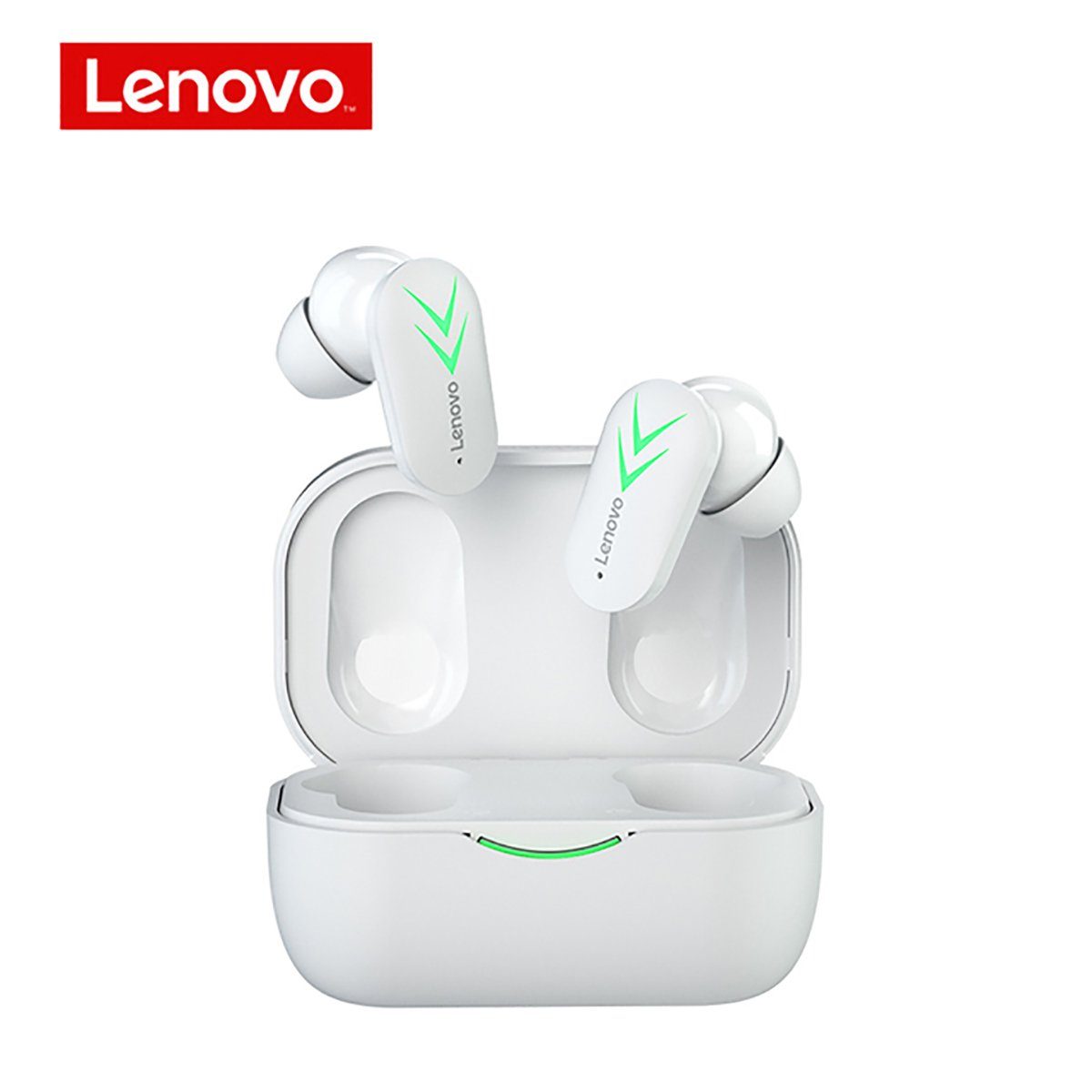 Lenovo XT82 mit Touch-Steuerung Bluetooth-Kopfhörer (True Wireless, Siri, Google Assistant, Bluetooth 5.1, kabellos, Stereo-Ohrhörer mit 300 mAh Навушники-Ladehülle - Weiß)