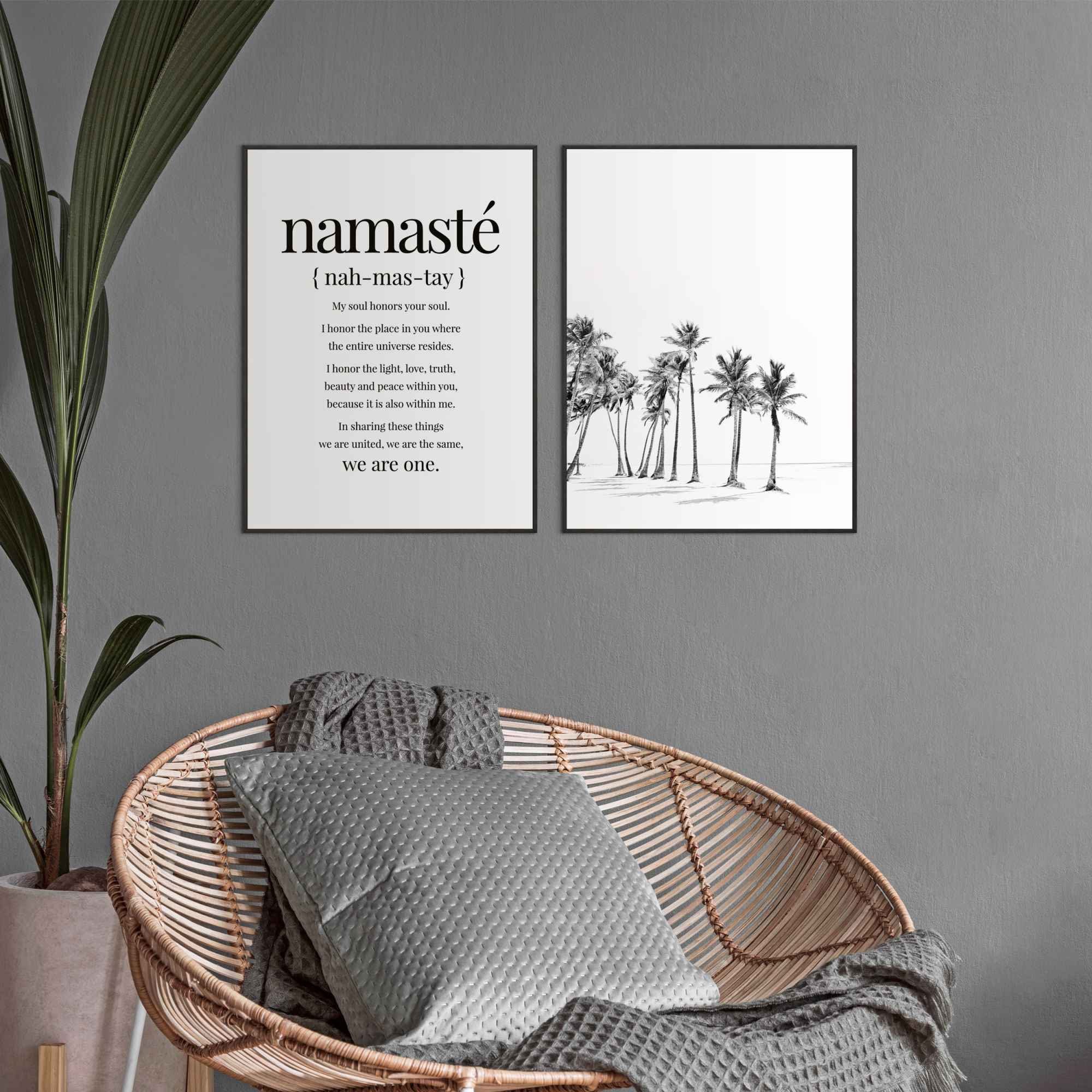 Namasté Ruhe Reinders! - - Palme Zen, (2 St) Strand - Wandbild