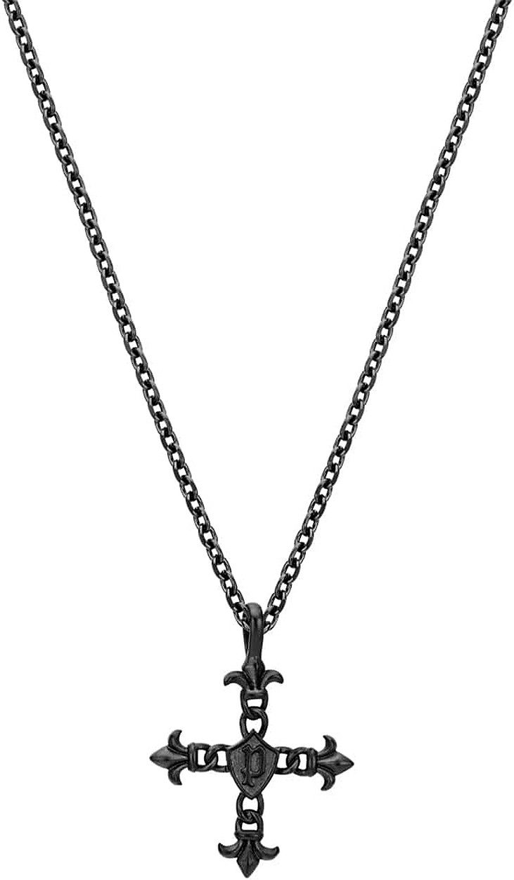 Police Edelstahlketten-Set Herren Halskette Kette Edelstahl mit Anhänger Kreuz 70 cm Police