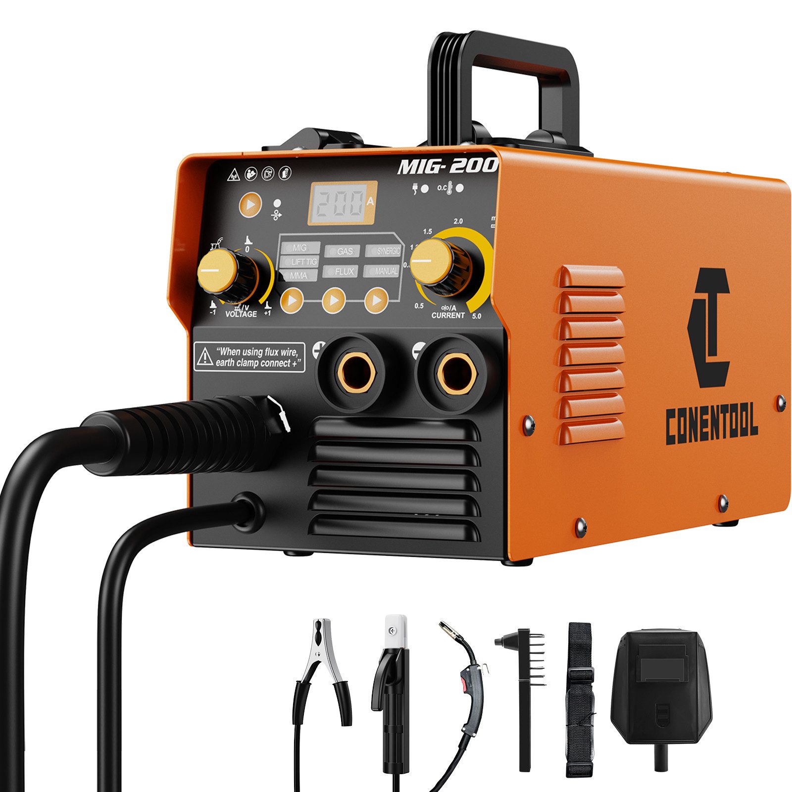 CONENTOOL Inverterschweißgerät 3 IN 1 Schweißgerät MIG/MMA/TIG, 20 - 200 A, 6-tlg.
