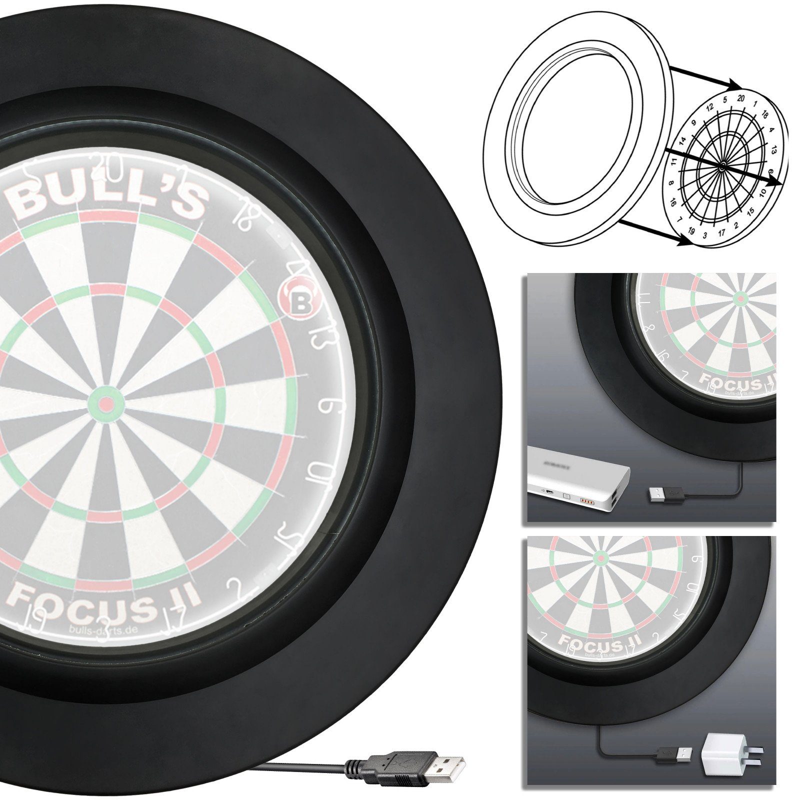 Board BULL'S 1tlg. Dart schwarz Dart-Wandschutz Surround Pro