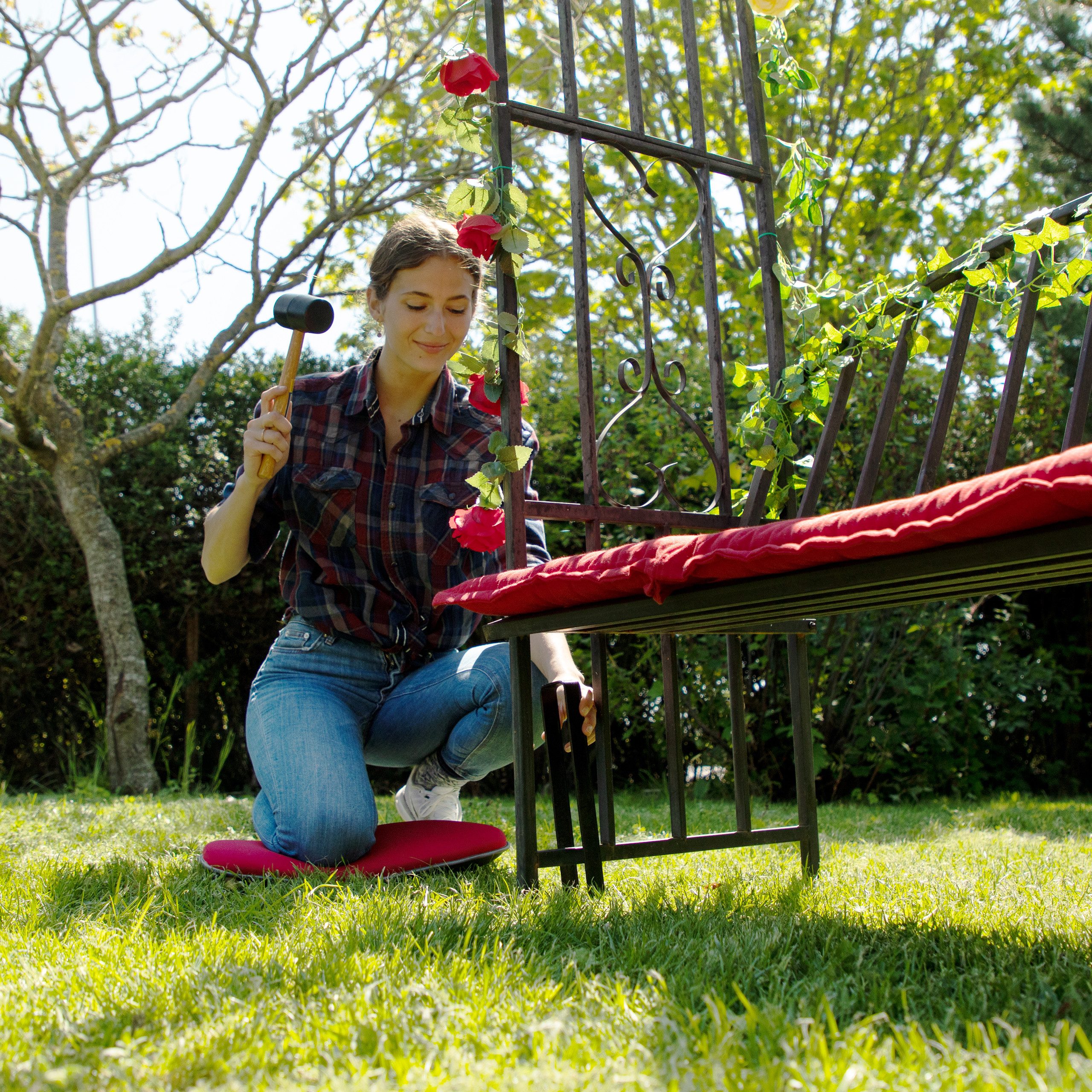 relaxdays Bodenanker 4 Erdanker für Rosenbogen