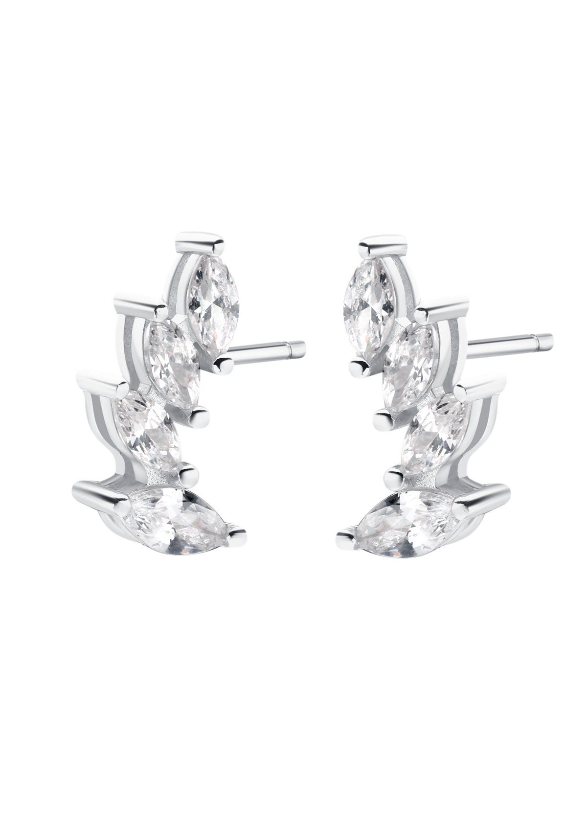 Hey Happiness Paar Ohrstecker Silber 925 mit Zirkonia, Gebogene Silber Dame günstig online kaufen