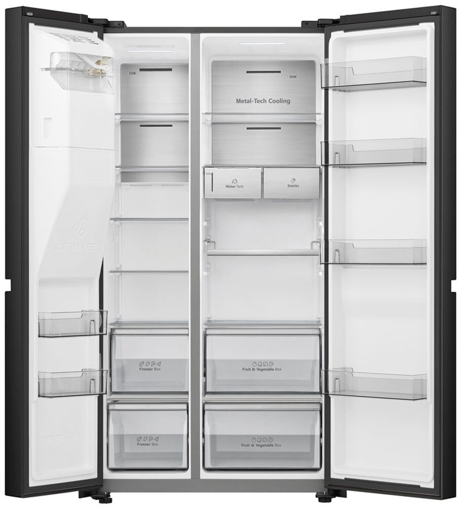Hisense Side-by-Side RS818N4TFC, 179 cm hoch, 91 cm breit, MetalCooling, No Frost Plus, mit Wassertank, Wifi