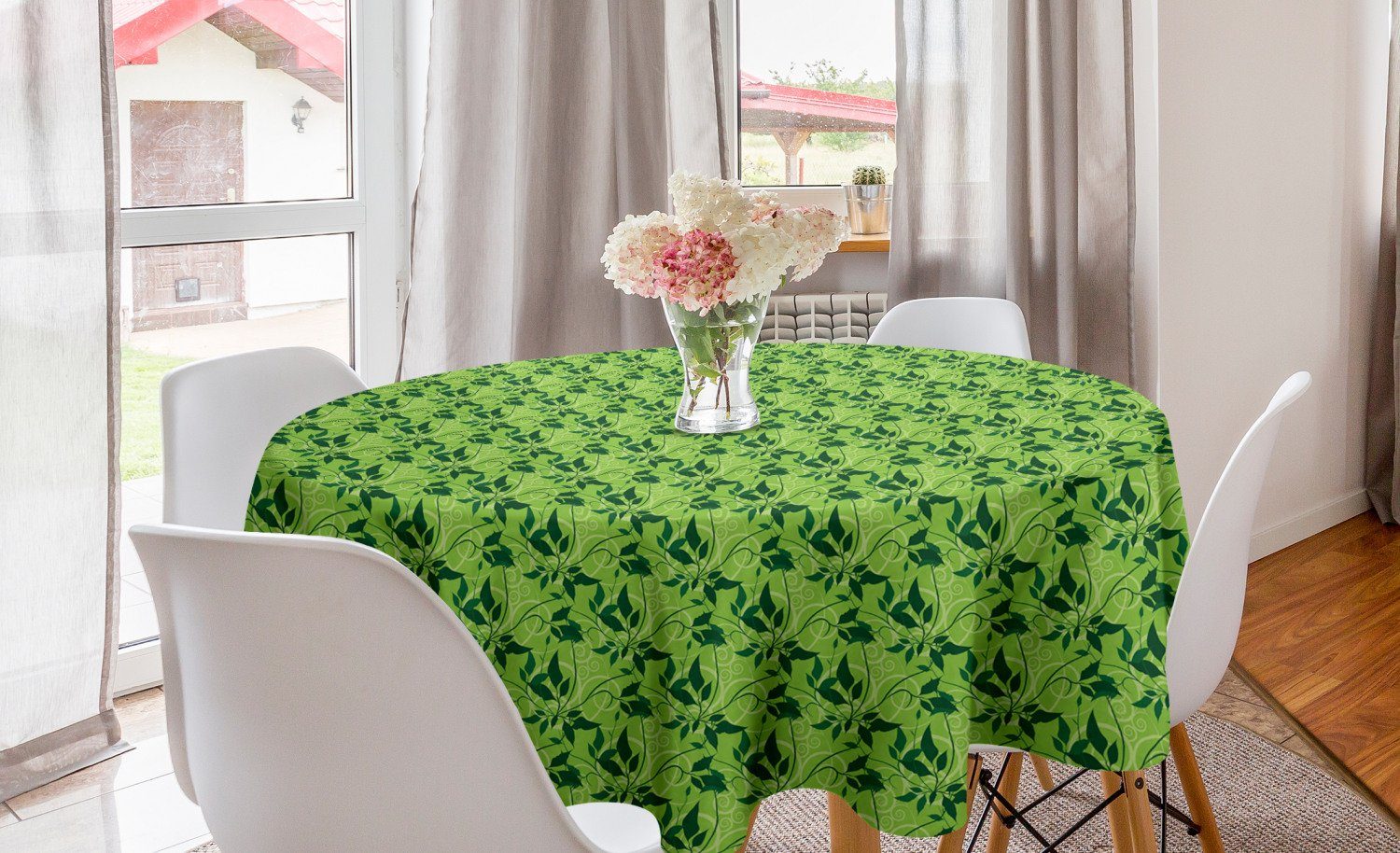 Abakuhaus Tischdecke Kreis Tischdecke Abdeckung für Esszimmer Küche Dekoration, Botanisch Clutter der Blätter wirbelt | Tischdecken