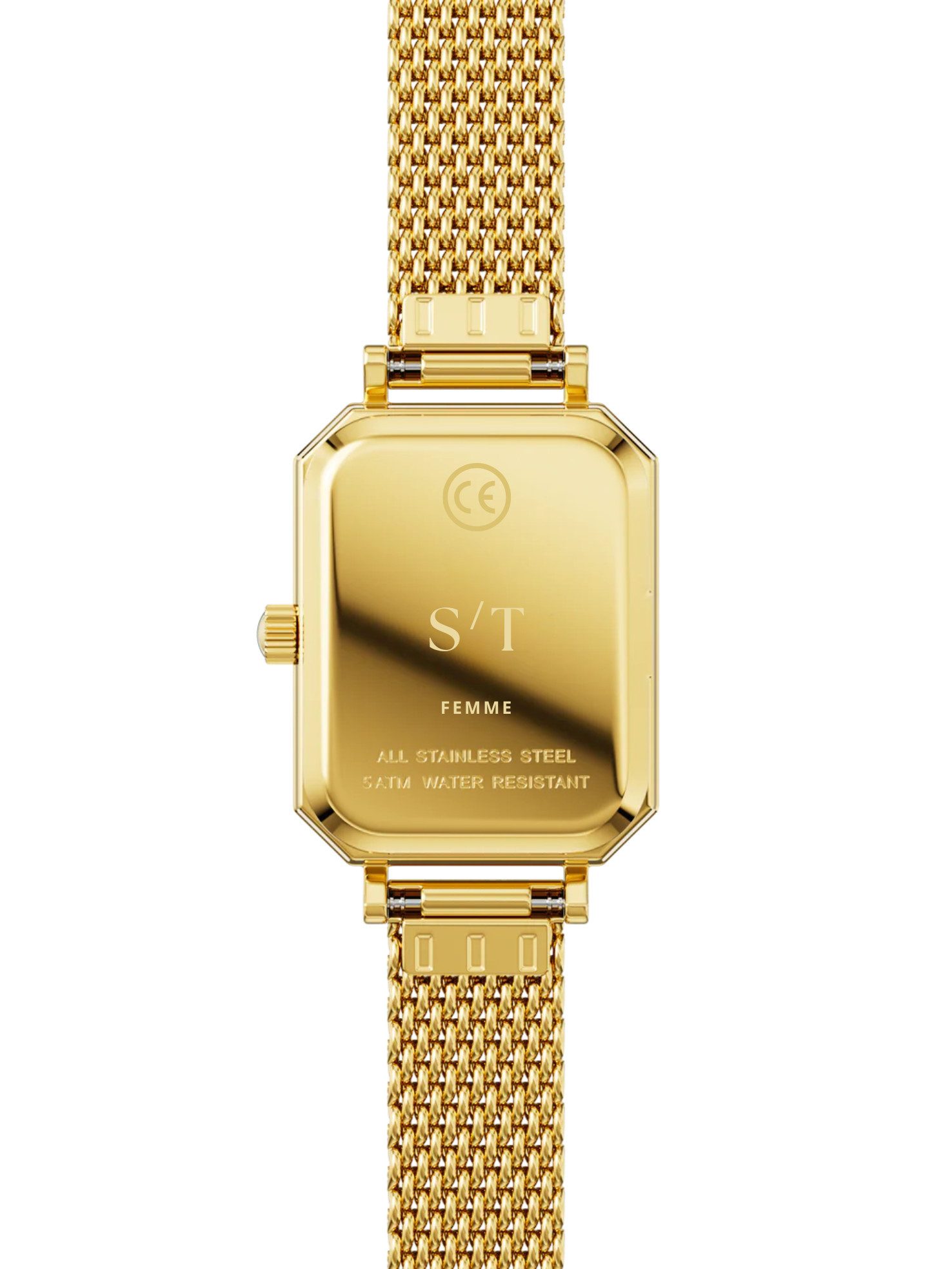 S&T Design Quarzuhr Damen Uhr Diamant Mesh Armbanduhr Edelstahl Damenuhr Rechteckig Frauen S/T FEMME, (Packung, 1-tlg., Mit Mesh Armband und Armbandkürzer), 5 A – Bild 4 von 5