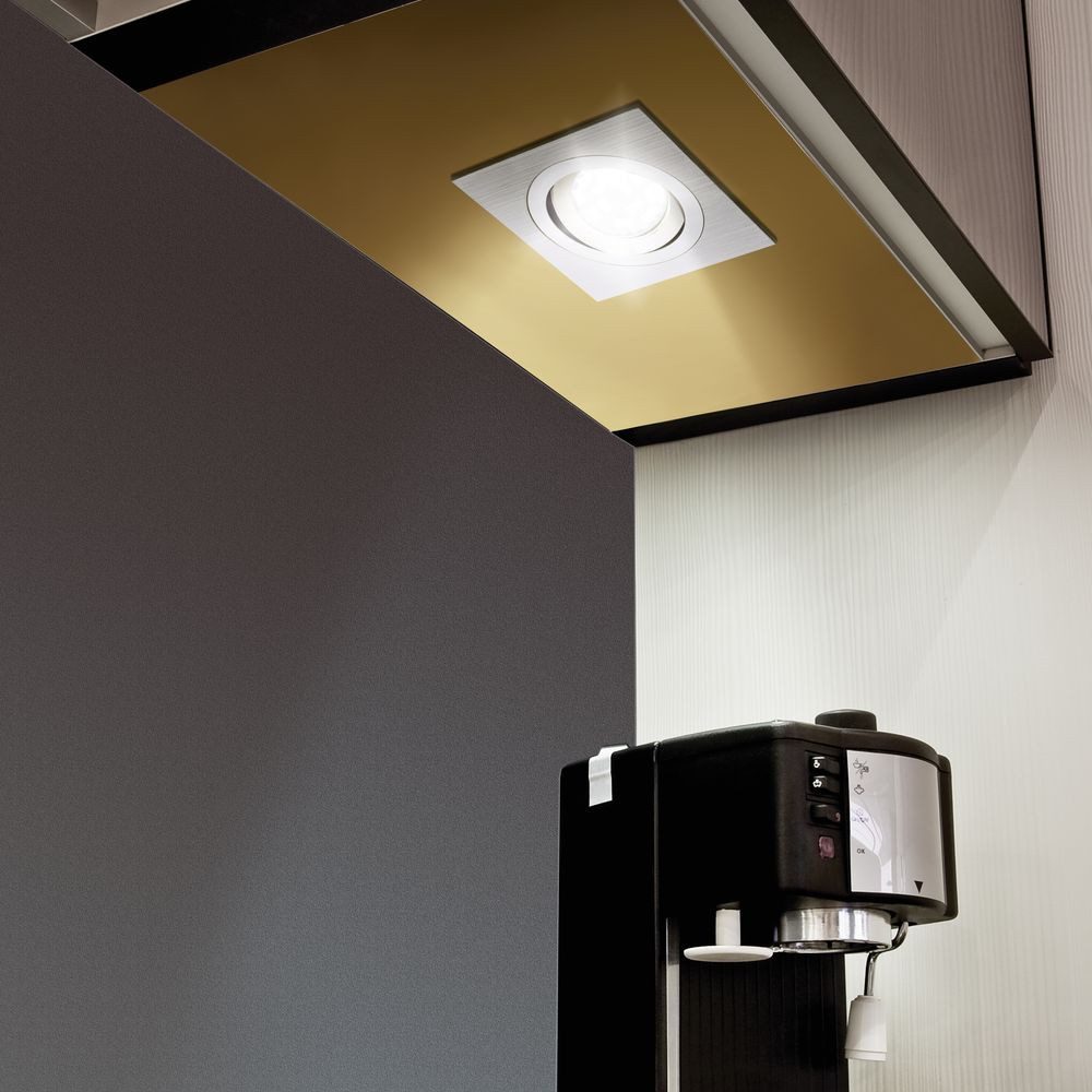 EGLO Einbauleuchte LED Einbauspot, schwenkbar, eckig, 95x95mm, Aluminium-gebürstet, LED