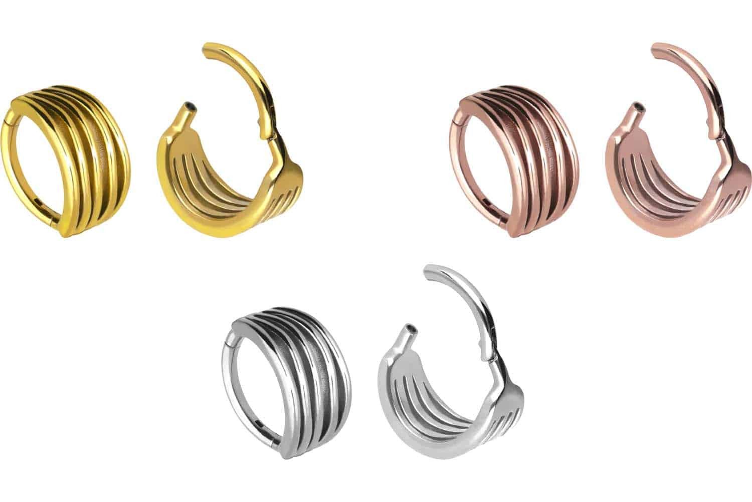 PIERCINGLINE Nasenpiercing Chirurgenstahl Segmentring Clicker DESIGN Ohrpiercing Septum Nase (Clicker, 1-tlg), Ohrpiercing für Conch, Helix, Tragus, Daith, Lobe