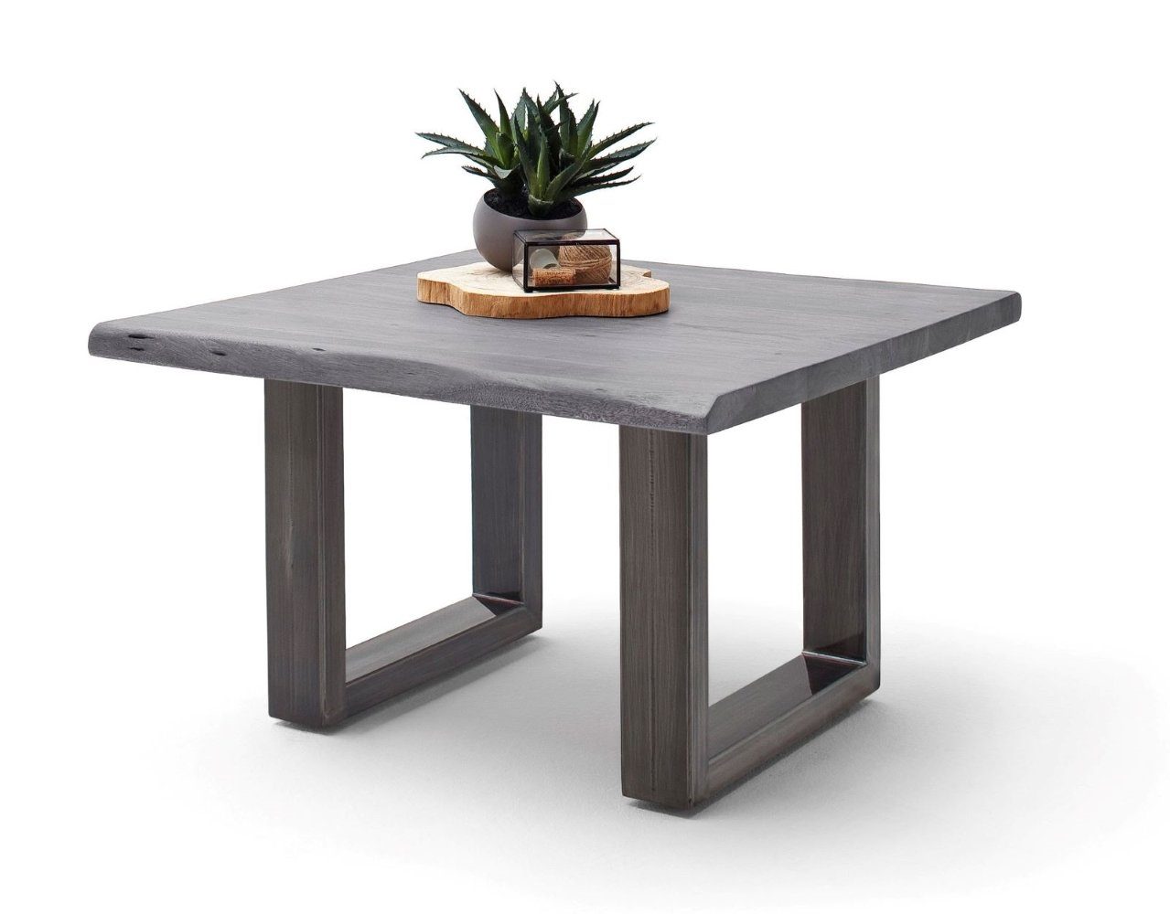 U-Form furniture Baumkante quadratisch Cartagen, MCA grau Couchtisch Akazie-massiv