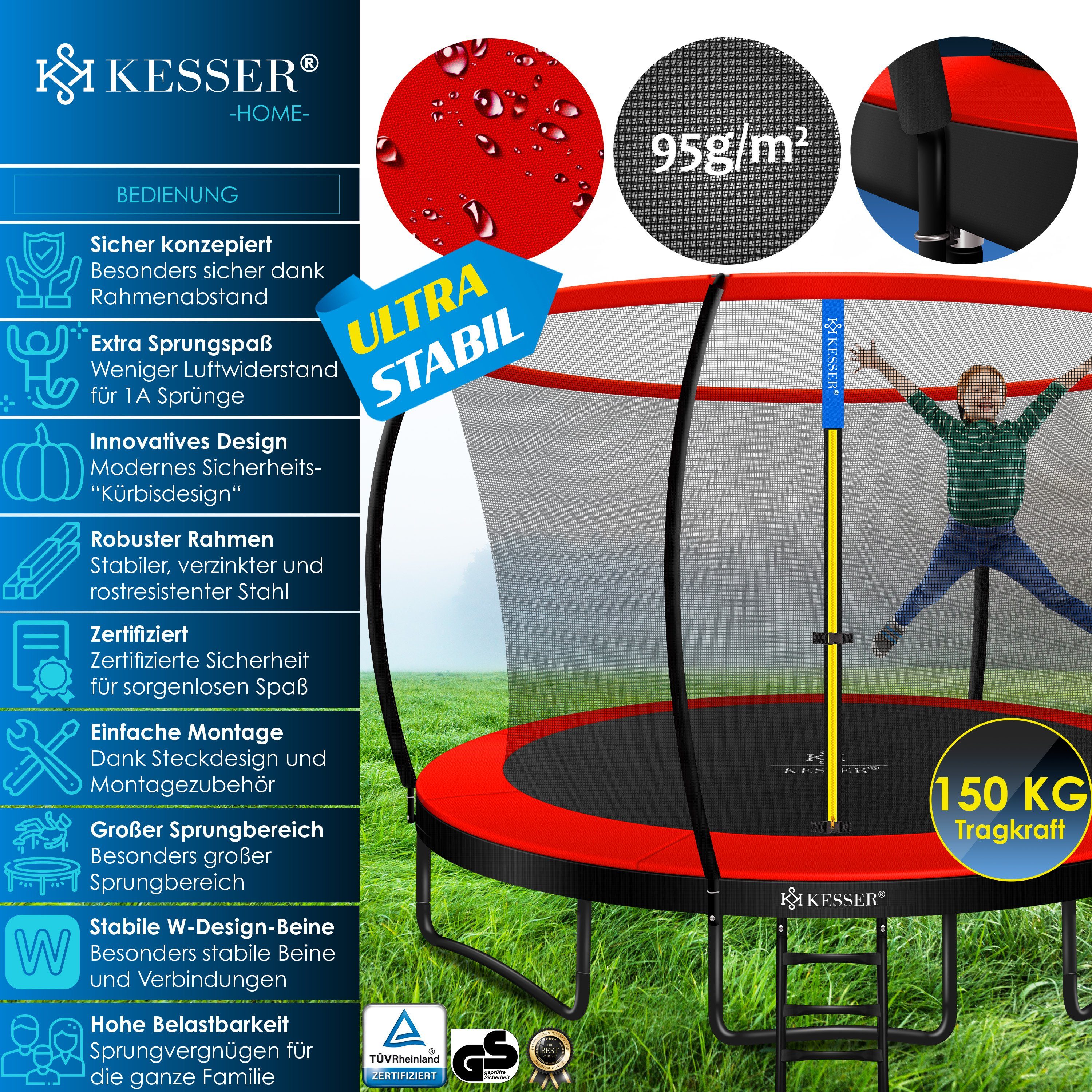 KESSER Gartentrampolin, Ø 366 cm, Trampolin Gartentrampolin TÜV Rheinland GS Zertifiziert